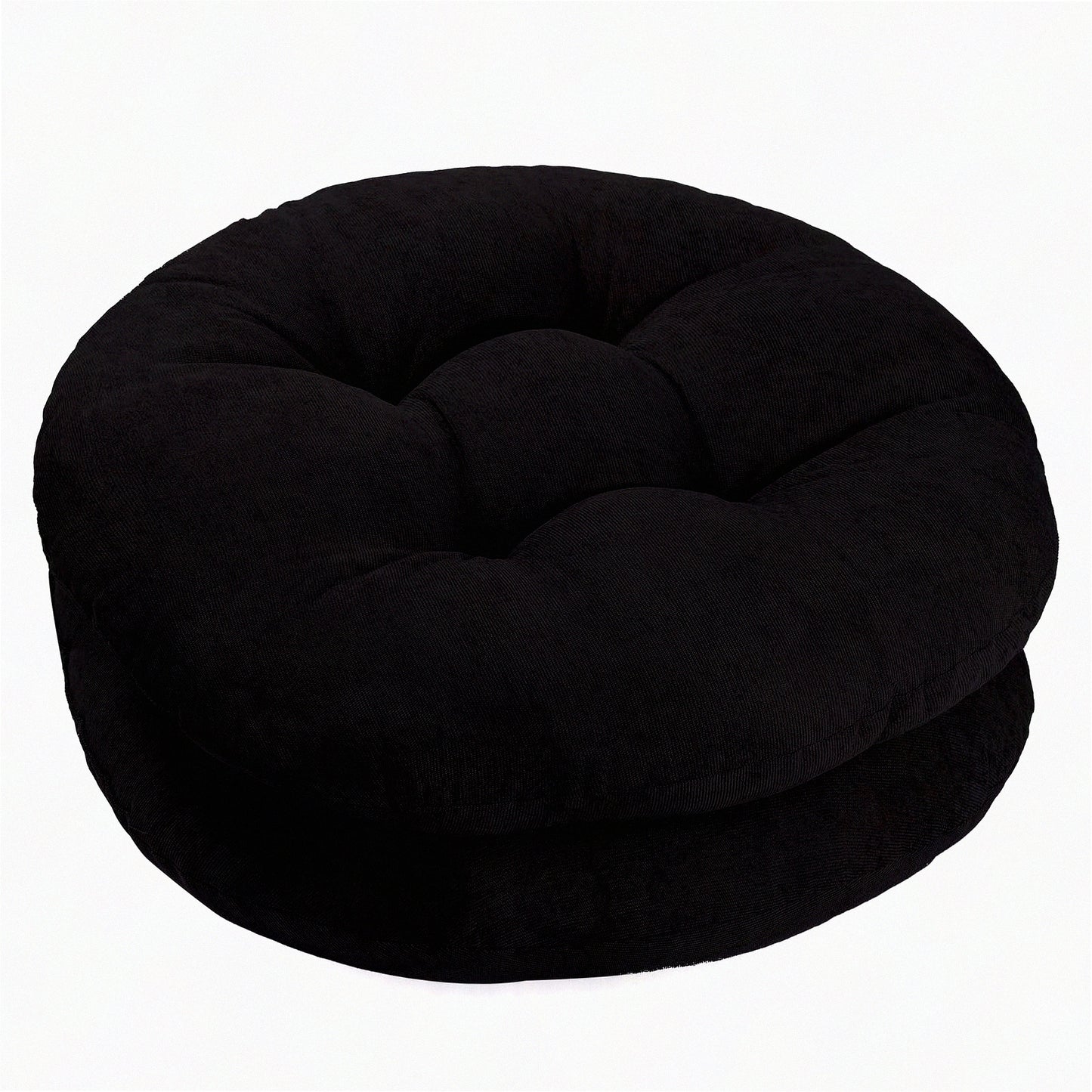22-Inch Round Corduroy Floor Cushions - Set of 2 | Large Circle Chair Pillows for Tatami Sofa, Living Room, Outdoor Seating | Black Round Cushion for Floor Sitting