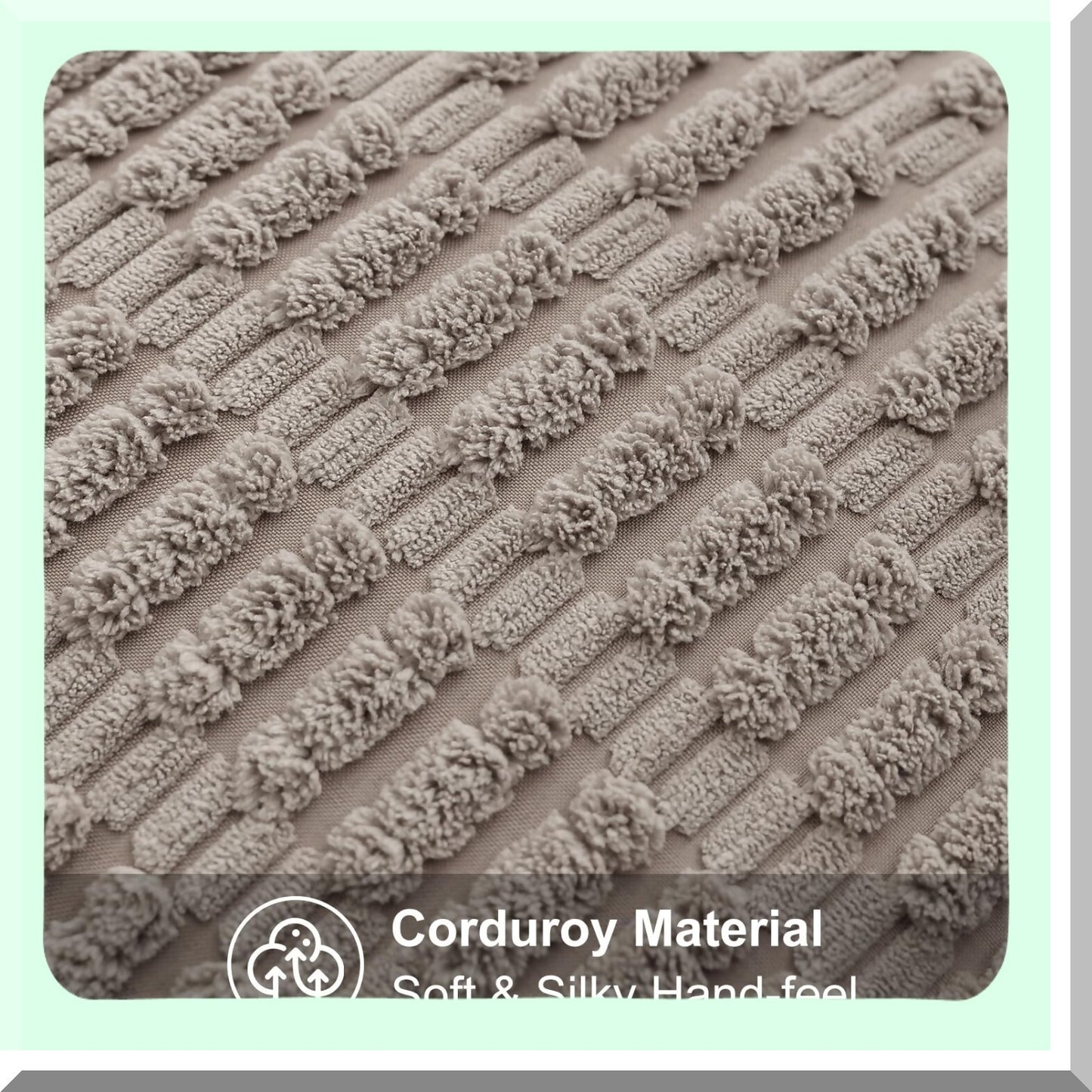 Striped Corduroy Khaki Pillow Covers - Set of 2, 26x26 Square Throw Pillow Cases for Couch, Living Room, Bed, Sofa - Modern Farmhouse Boho Home Decor Accent