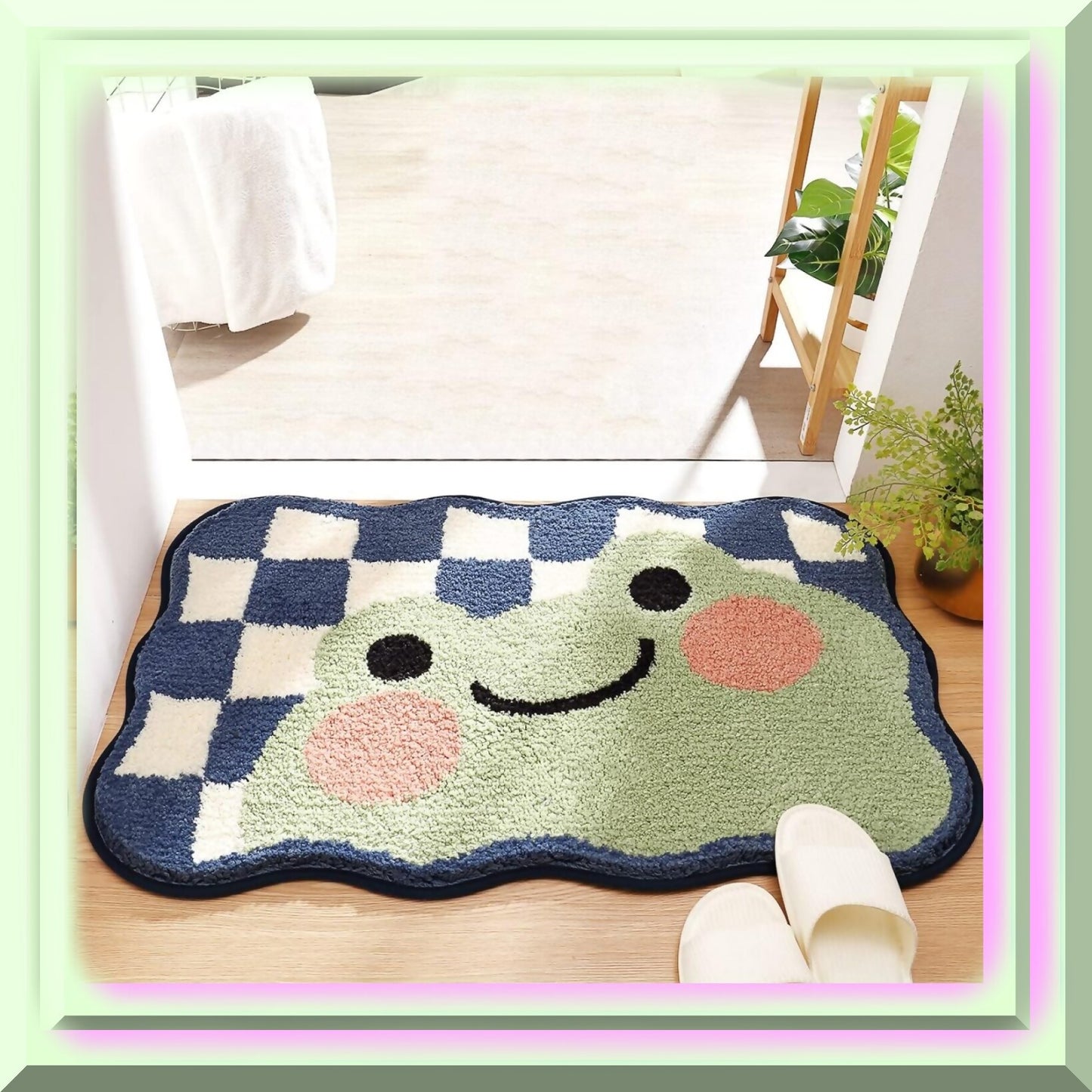 Frog Green Microfiber Bath Mat 19.6 x 31.5 Inches
