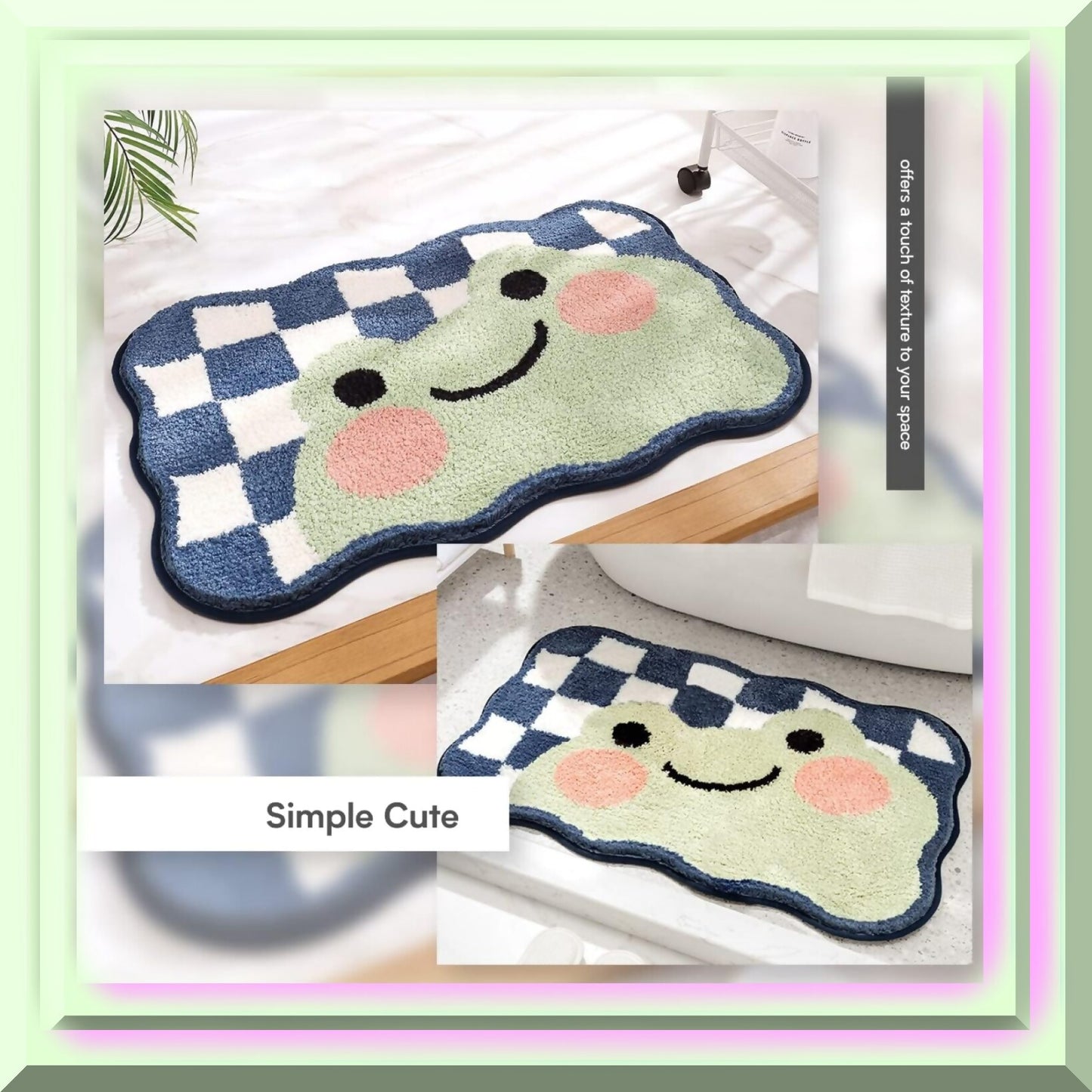 Frog Green Microfiber Bath Mat 19.6 x 31.5 Inches