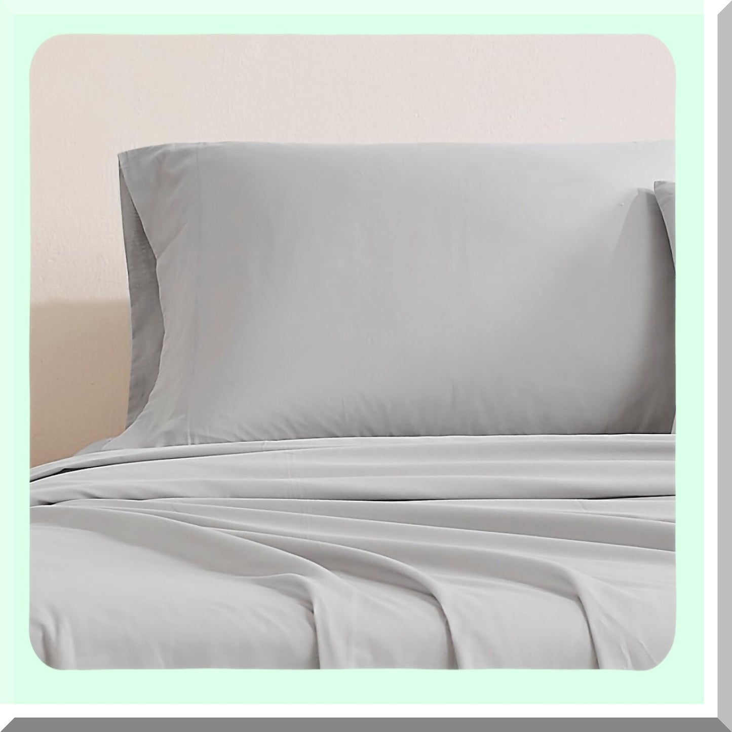 Luxury 144 Thread Count Cotton Pillowcases - Set of 2, Light Grey - Soft & Breathable Pillow Covers - Premium Quality Bedding Accessories