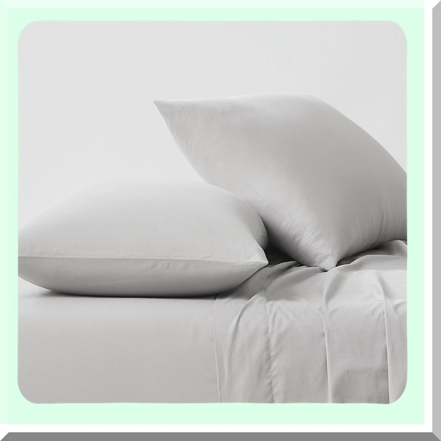 Luxury 144 Thread Count Cotton Pillowcases - Set of 2, Light Grey - Soft & Breathable Pillow Covers - Premium Quality Bedding Accessories