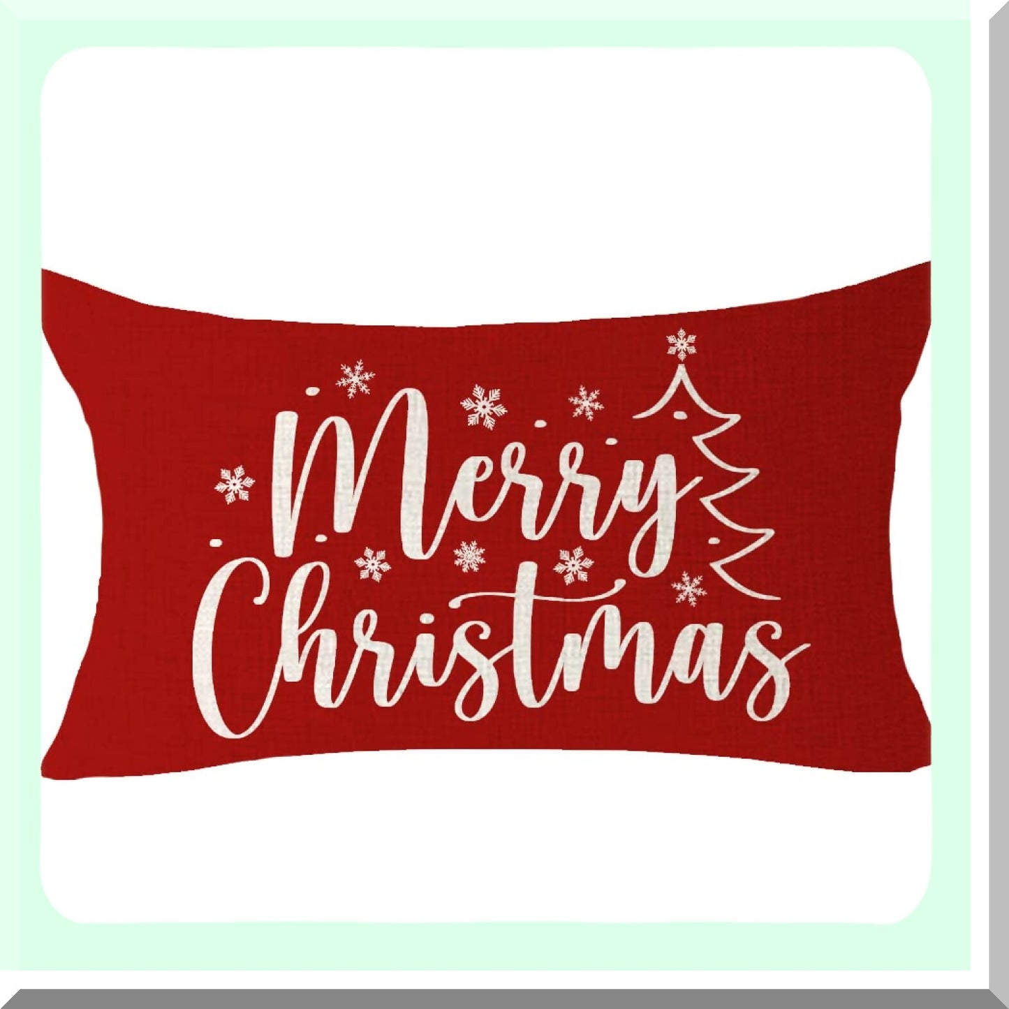 Winter Wonderland Festive Pillow Covers - Snowflake Decor Let It Snow Jingle All The Way Believe Lumbar Cushion Case for Sofa Home Decor - 12x20 Inches Cream and Red Cotton Linen