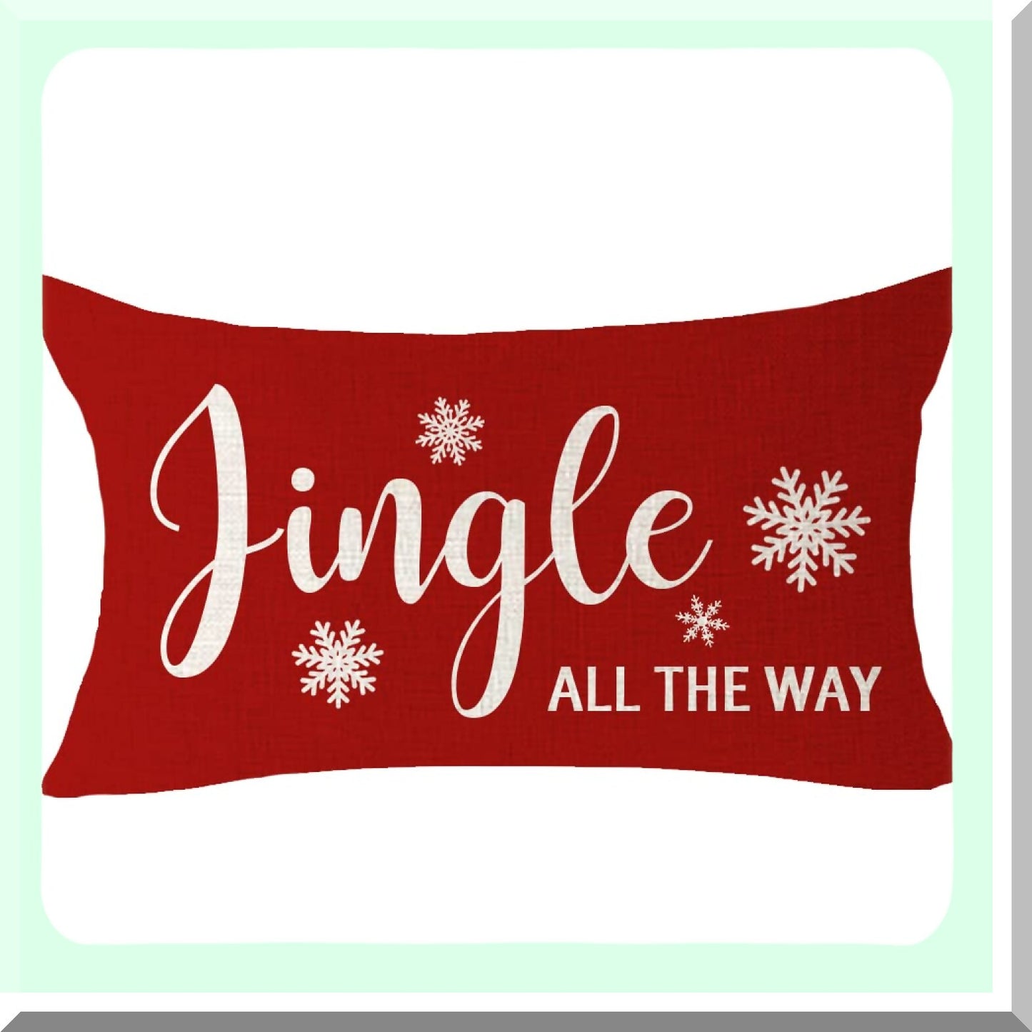 Winter Wonderland Festive Pillow Covers - Snowflake Decor Let It Snow Jingle All The Way Believe Lumbar Cushion Case for Sofa Home Decor - 12x20 Inches Cream and Red Cotton Linen