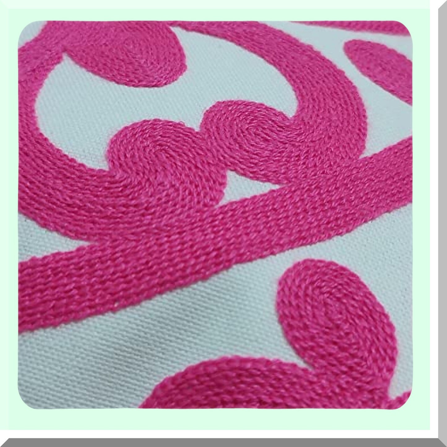 Boho Chic Cotton Pillow Covers - Set of 2, Embroidered Knit Pattern, 18"x18", Vivid Hot Pink, Sofa Couch Decor, Durable Cushion Cases, Living Room Accents