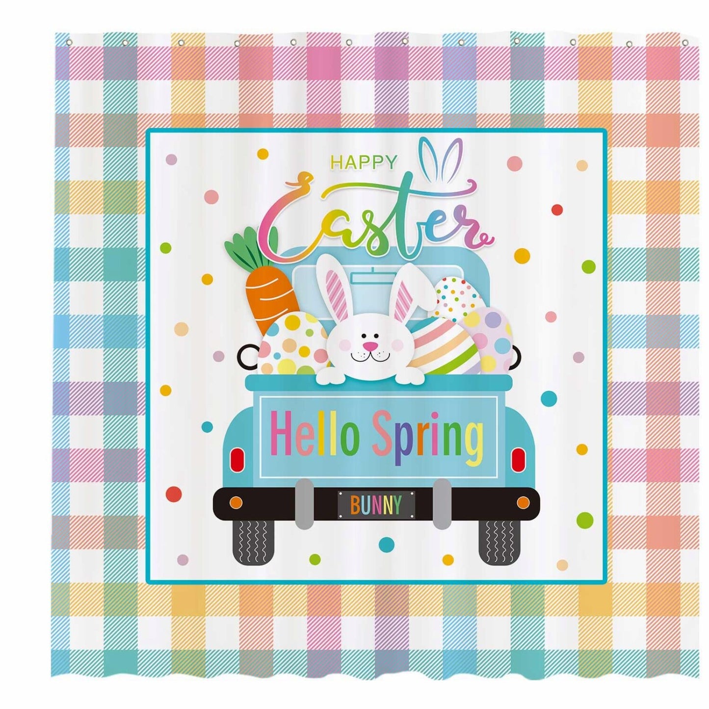 72" x 72" Polyester Shower Curtain with Colorful Spring Buffalo Check Design