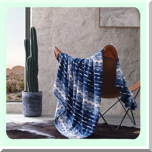 Ultra Plush Fleece Throw Blanket - Logan Stripe Blue, Perfect for Couch or Bed, 50 x 60