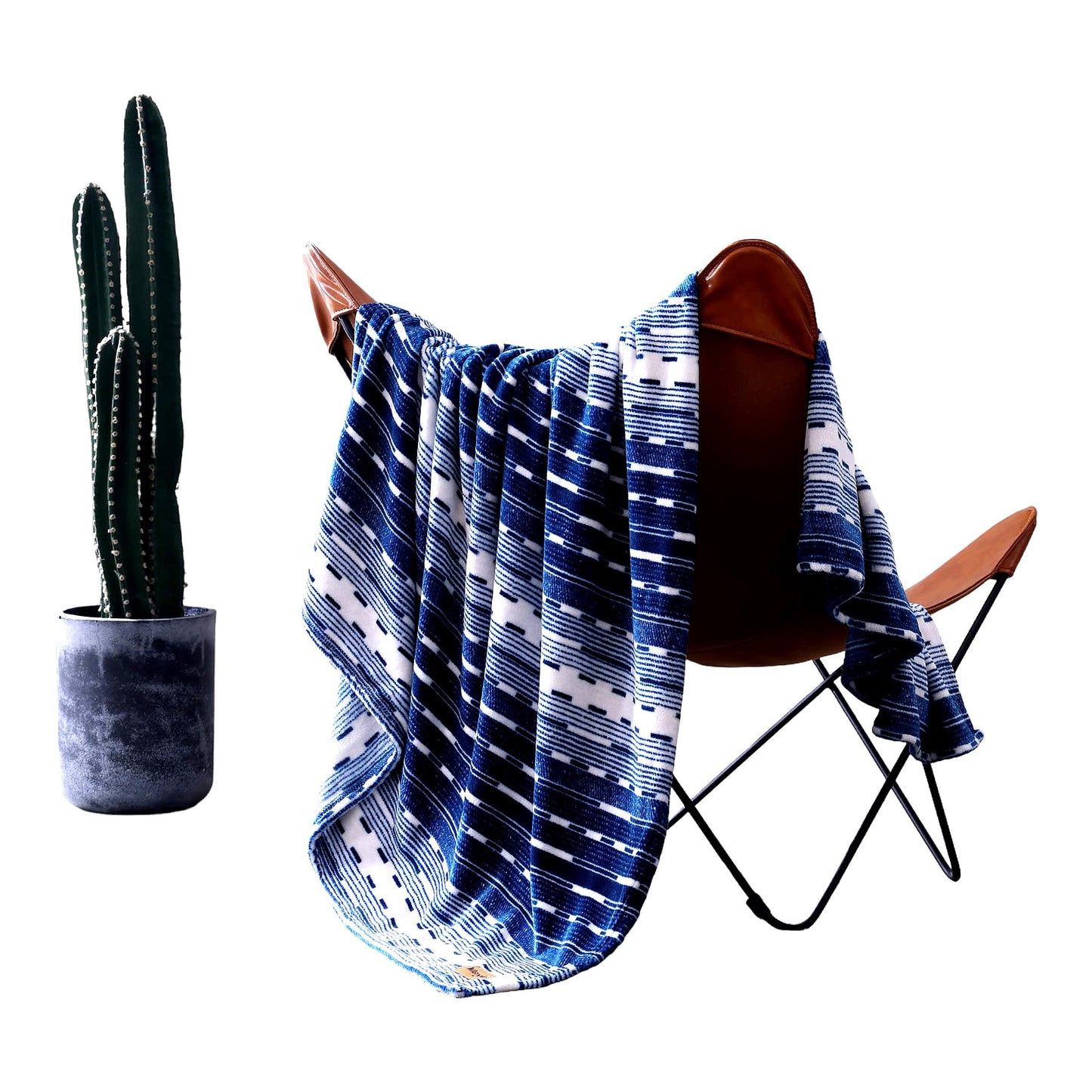 Ultra Plush Fleece Throw Blanket - Logan Stripe Blue, Perfect for Couch or Bed, 50 x 60