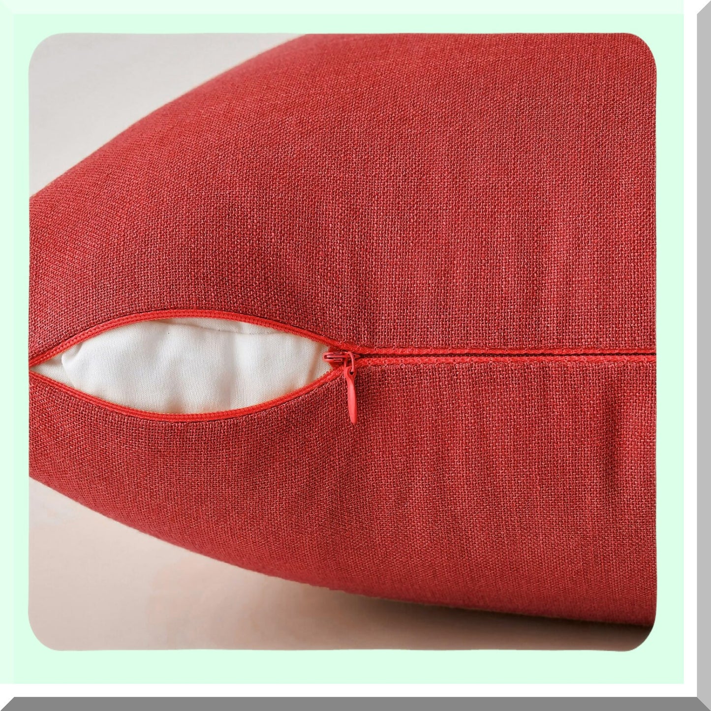 Farmhouse Linen Burlap Rectangular Throw Pillow Covers - Set of 2 Modern Solid Cushion Cases for Sofa, Car, Couch - 12x20 Inch Red Decorative Pillowcases