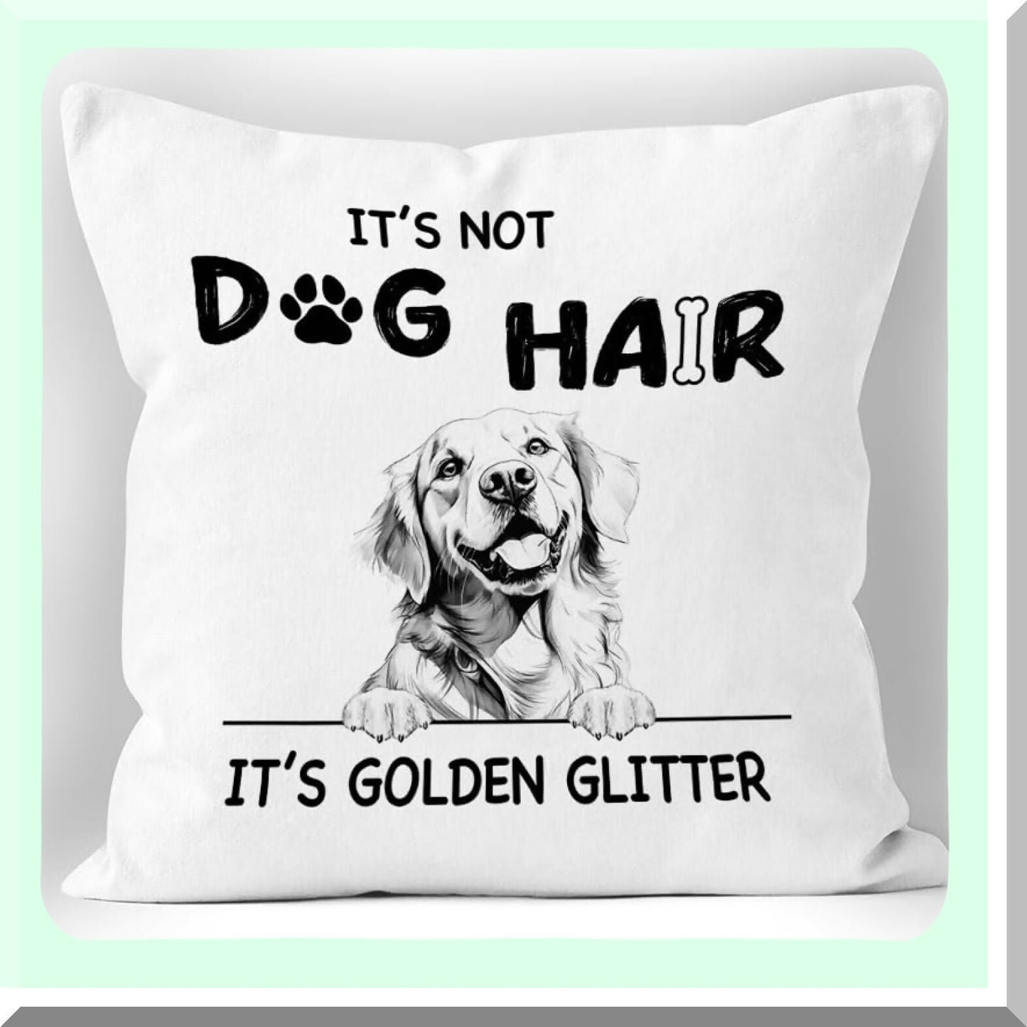 Golden Glitter Retriever Pillowcase - 18x18 Gift Set for Women & Dog Lovers - Decorative Cover Case for Golden Retriever Owners