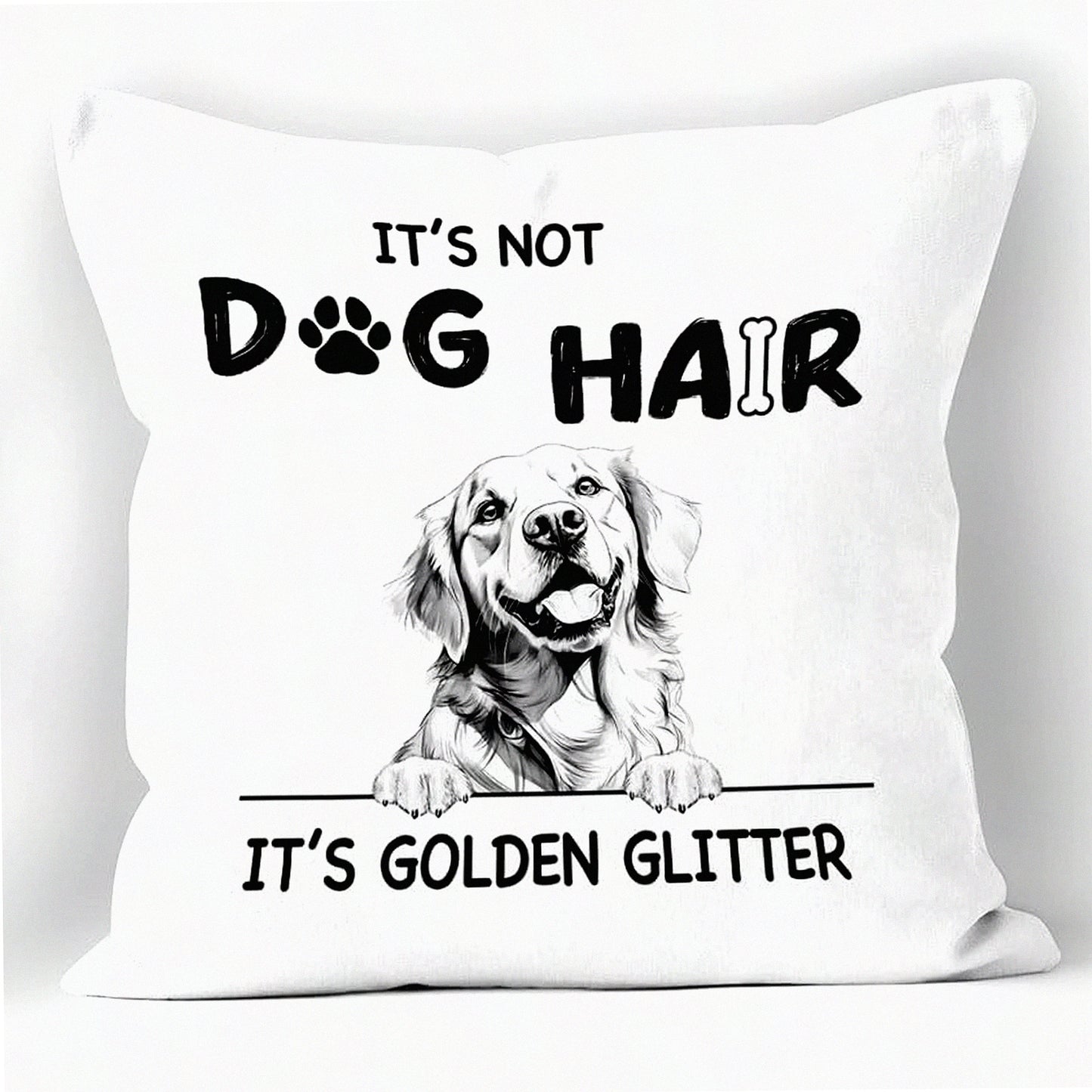 Golden Glitter Retriever Pillowcase - 18x18 Gift Set for Women & Dog Lovers - Decorative Cover Case for Golden Retriever Owners