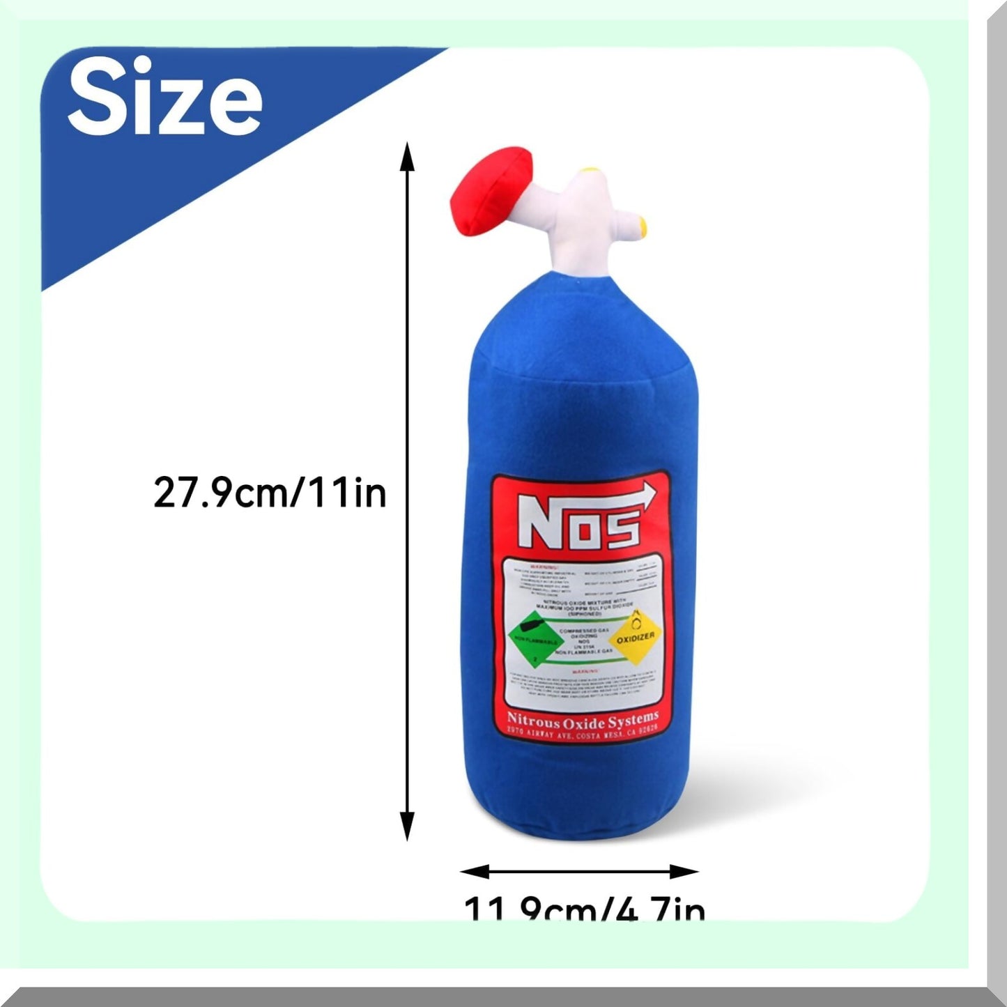 Plush Neck Support Pillow - Comfortable Car Headrest Cushion for Travel & Office Chair - NOS Bottle Design - 11 x 4.7in - Car Seat Pillow