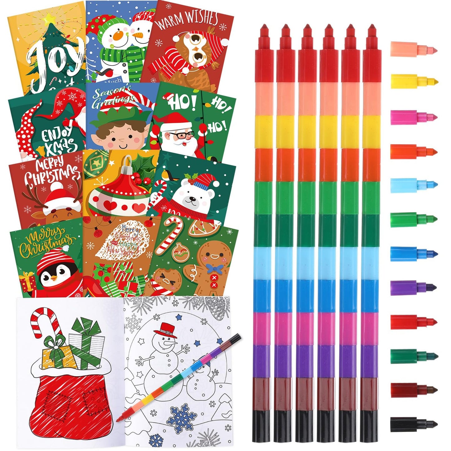 Colorful Creations Activity Pack - 24 Coloring Books & Crayons Set for Kids! Perfect Xmas Stocking Stuffers, Holiday Gifts, Party Favors, and Clroom Activities!
