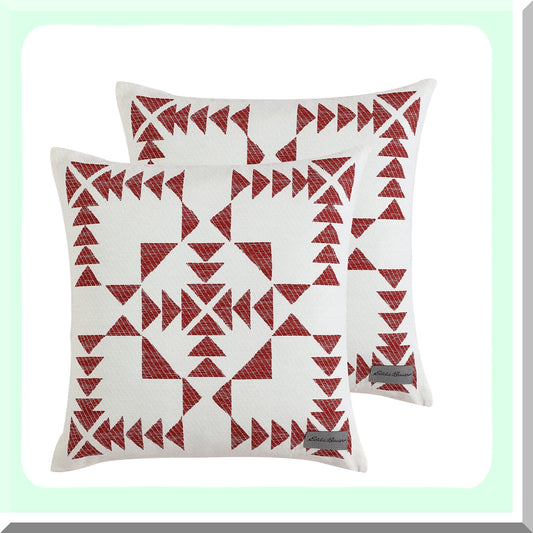 Arrowhead Red Cotton Throw Pillow Set - 2 Piece Home Decor Bedding for All Seasons