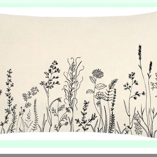 Wildflower Farmhouse Lumbar Pillow Cover - Spring Summer Home Decor Cushion Case for Couch Sofa - 12x20 Inch Decorative Throw Pillow A539