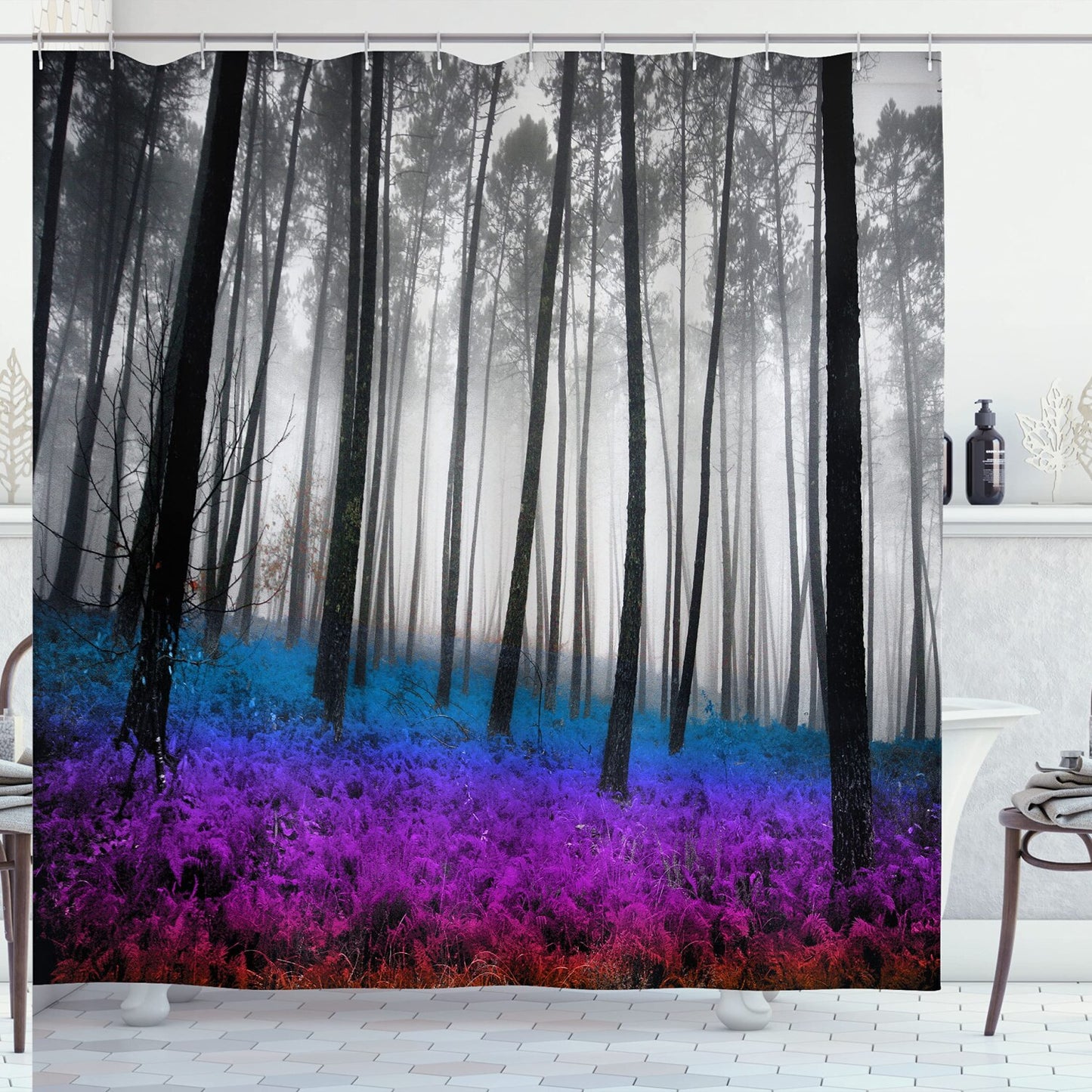 Forest Shower Curtain Blue Purple 69x70 inches