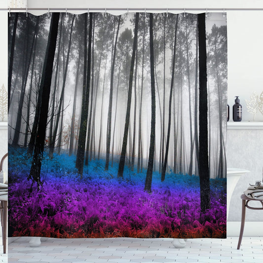 Forest Shower Curtain Blue Purple 69x70 inches