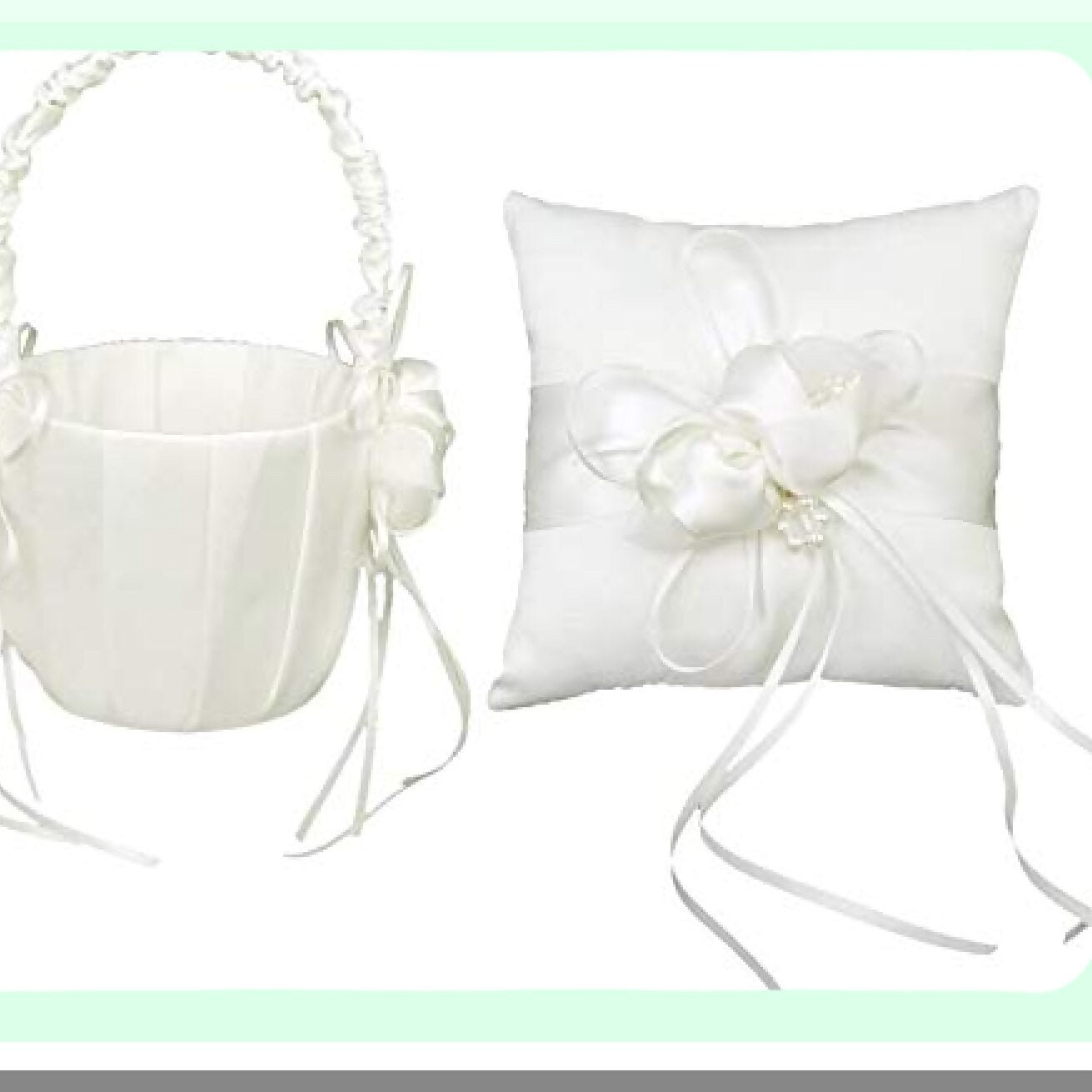 Elegant Wedding Ring Pillow and Flower Girl Basket Set