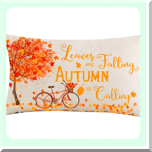 Fall Foliage Yellow Watercolor Pillow Cover - Autumn Festival Decor for Home, Sofa, Chair, Car - 12x20in Lumbar Cushion Case