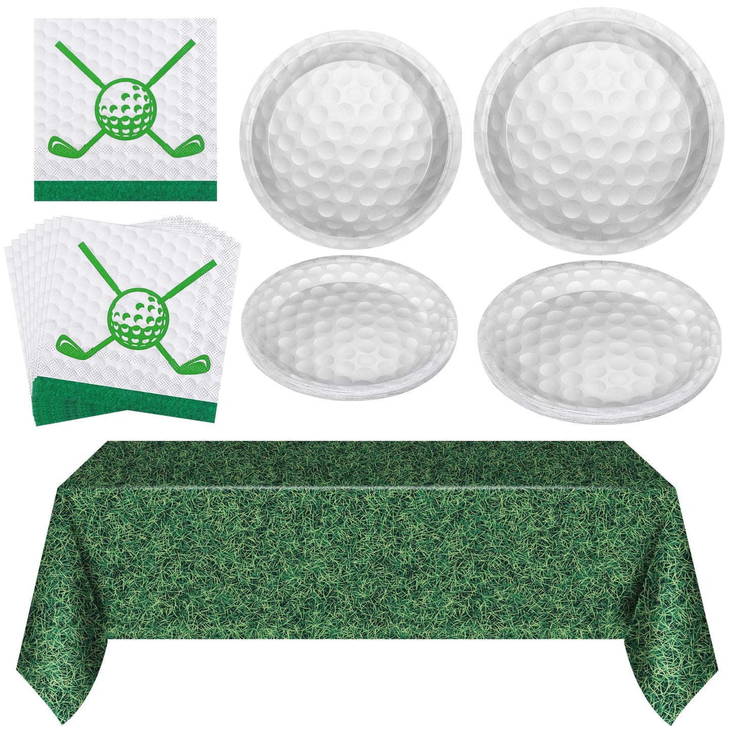 Golfers Delight Party Pack - 73 Piece Set for 24 Guests - Golf Plates, Napkins, Tablecloth - Sports Theme Birthday Supplies