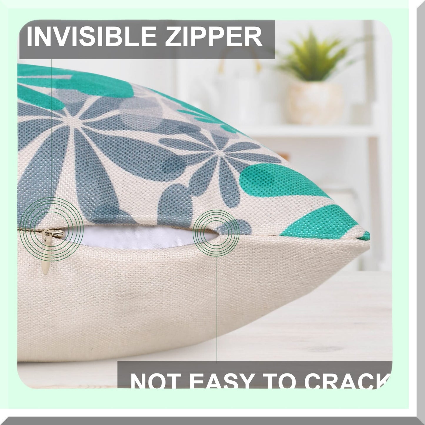 Daisy Teal Pillow Covers Set - Modern Decorative Throw Pillow Case 18x18 for Couch, Living Room, Bed - Pack of 4 Outdoor Home Decor Cushion