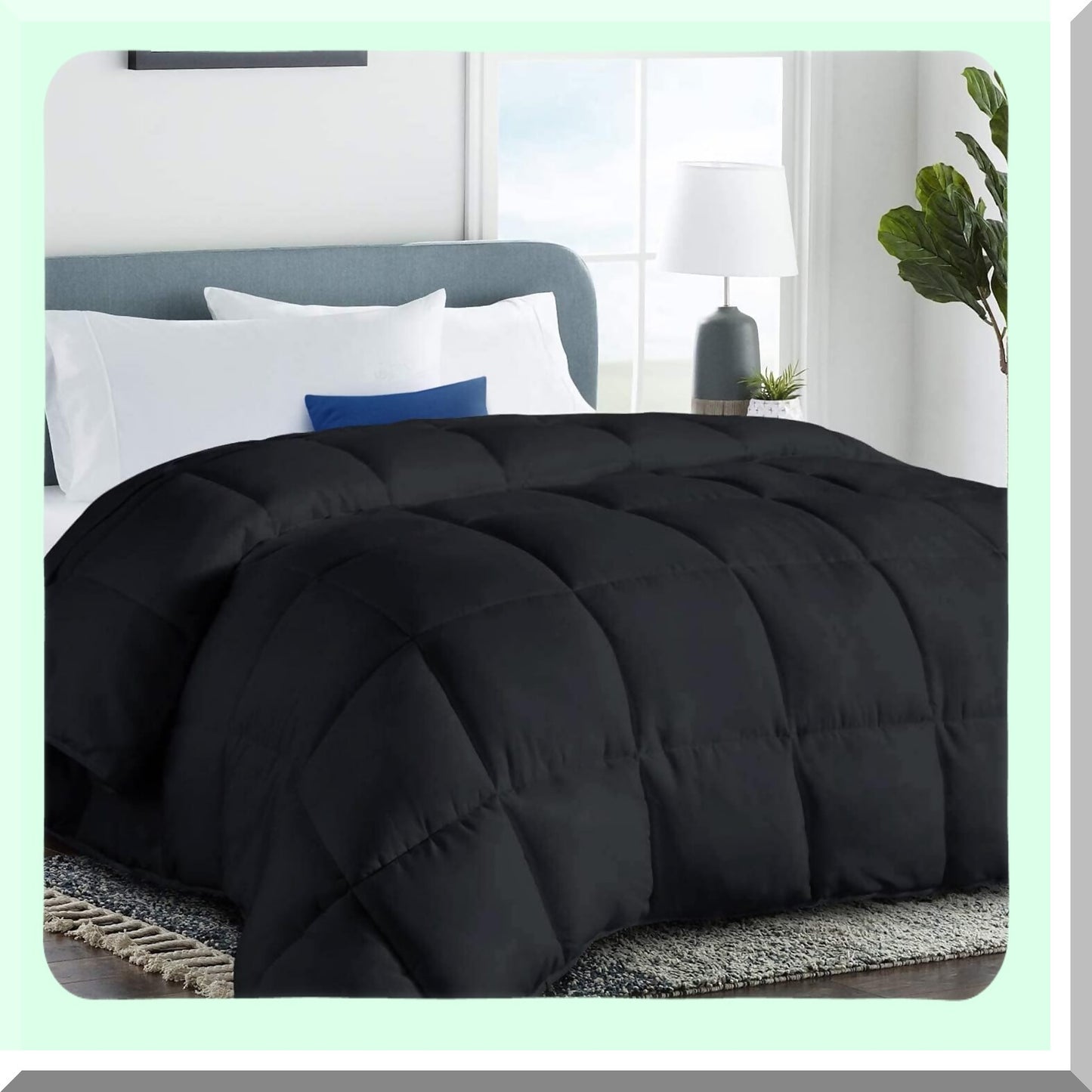 CoolMax All-Season Twin XL Comforter - Luxury Hotel Quality Quilted Duvet Insert with Corner Tabs for a Soft and Cooling Sleep Experience - Reversible Black Design, Machine Washable
