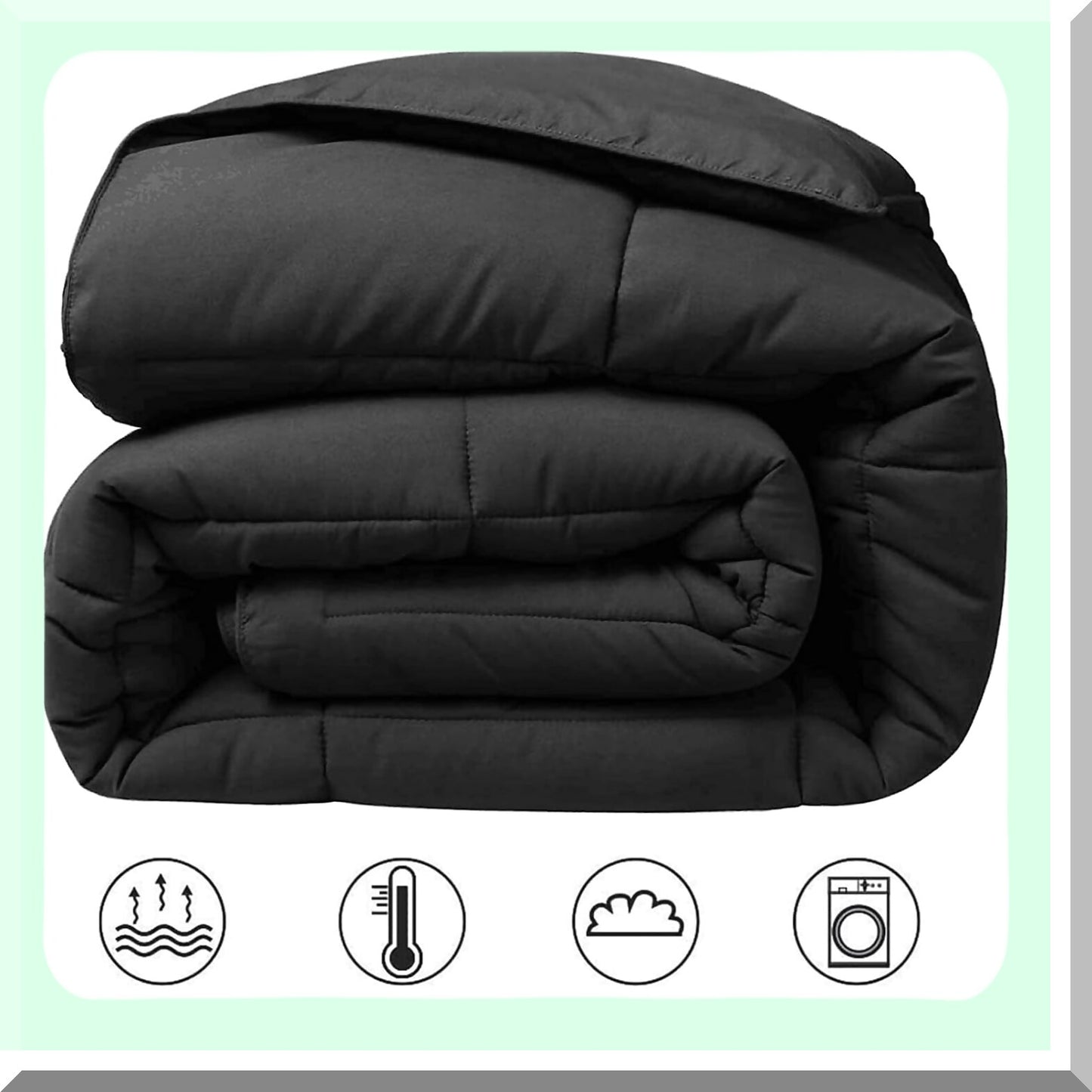 CoolMax All-Season Twin XL Comforter - Luxury Hotel Quality Quilted Duvet Insert with Corner Tabs for a Soft and Cooling Sleep Experience - Reversible Black Design, Machine Washable