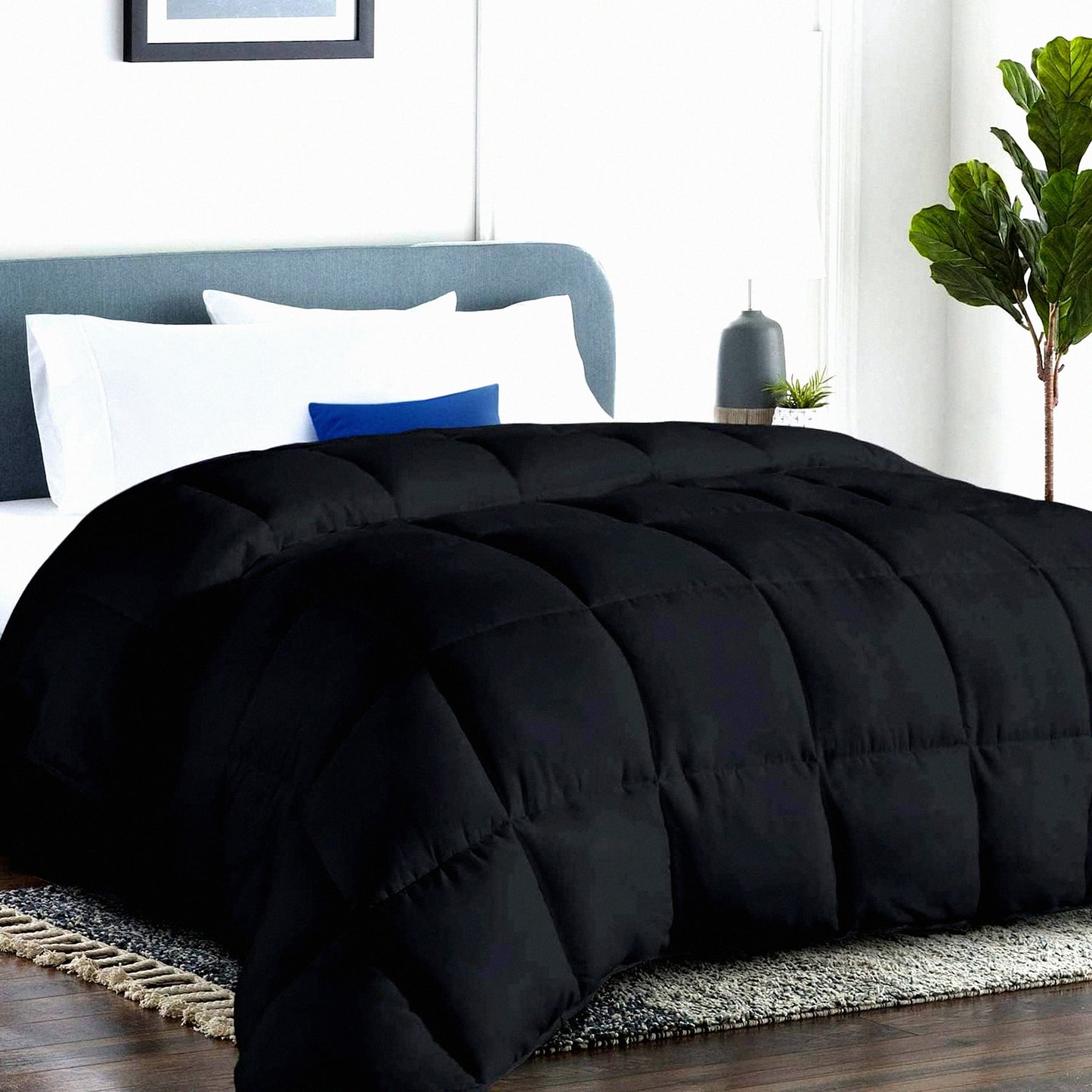 CoolMax All-Season Twin XL Comforter - Luxury Hotel Quality Quilted Duvet Insert with Corner Tabs for a Soft and Cooling Sleep Experience - Reversible Black Design, Machine Washable