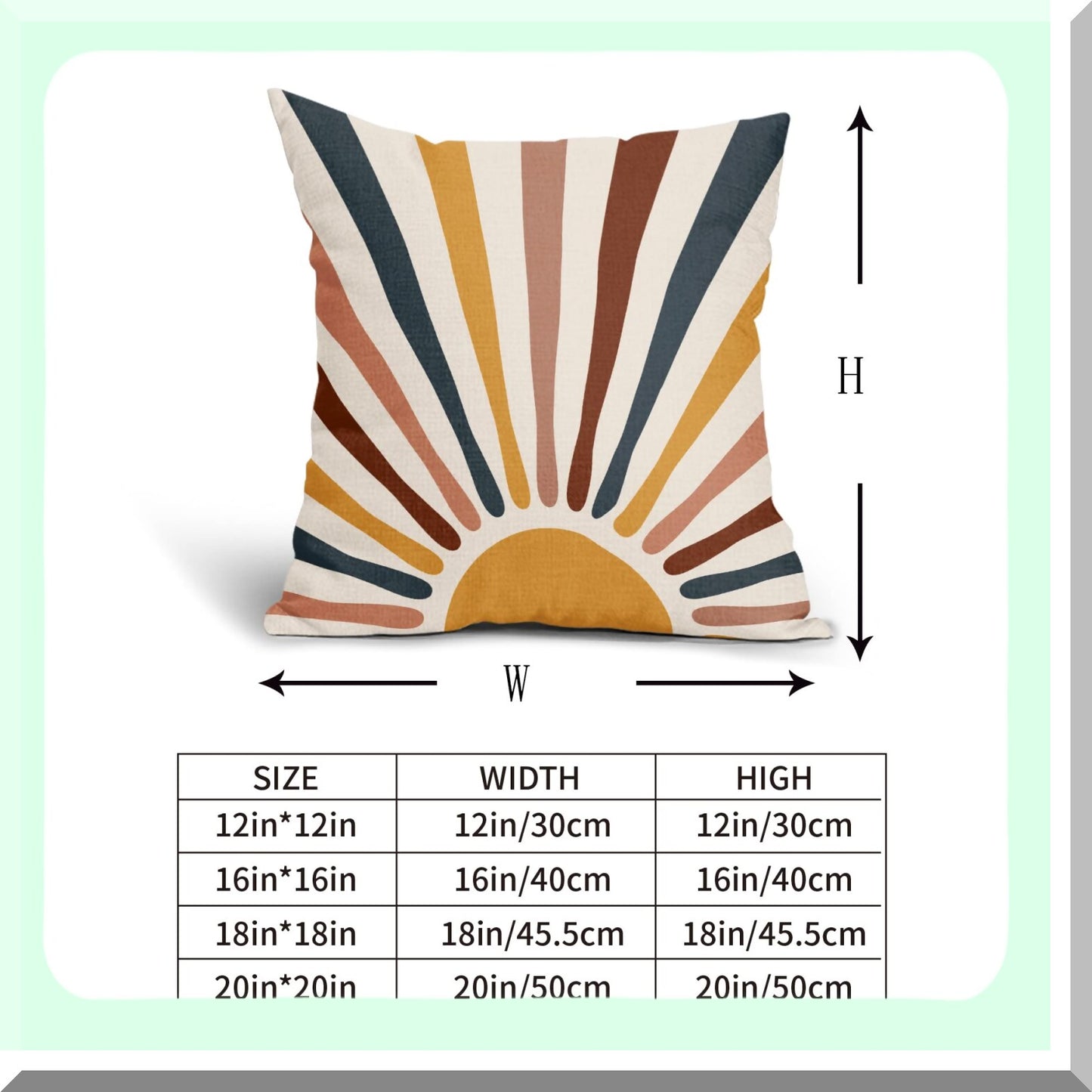 Sunrise Boho Stripe Pillow Covers - Set of 2 18x18 Inch Abstract Colorful Bohemian Cases for Modern Rustic Home Decor. Naby Blue Yellow Cushion Sofa Outdoor.