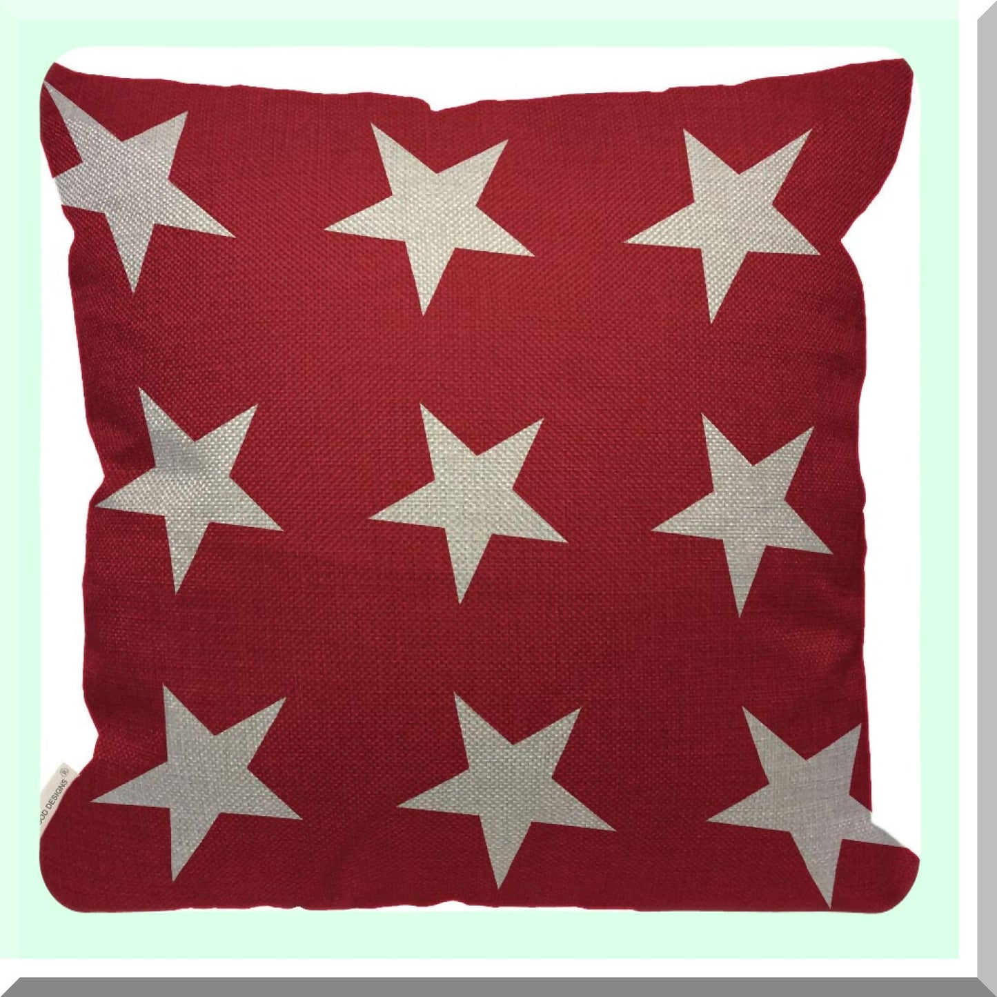 USA Starburst Decorative Pillow Cover - Red White Abstract Design - Burlap Sofa Bedroom Living Room - 18x18 Inch - Girls Boys Women