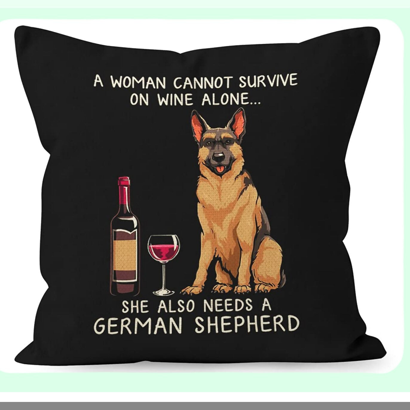 German Shepherd Dog Linen Pillow Cover - Funny Dog Mom Lover Gifts for Home Decor - 18 x 18 Inch Sofa Throw Pillow Case