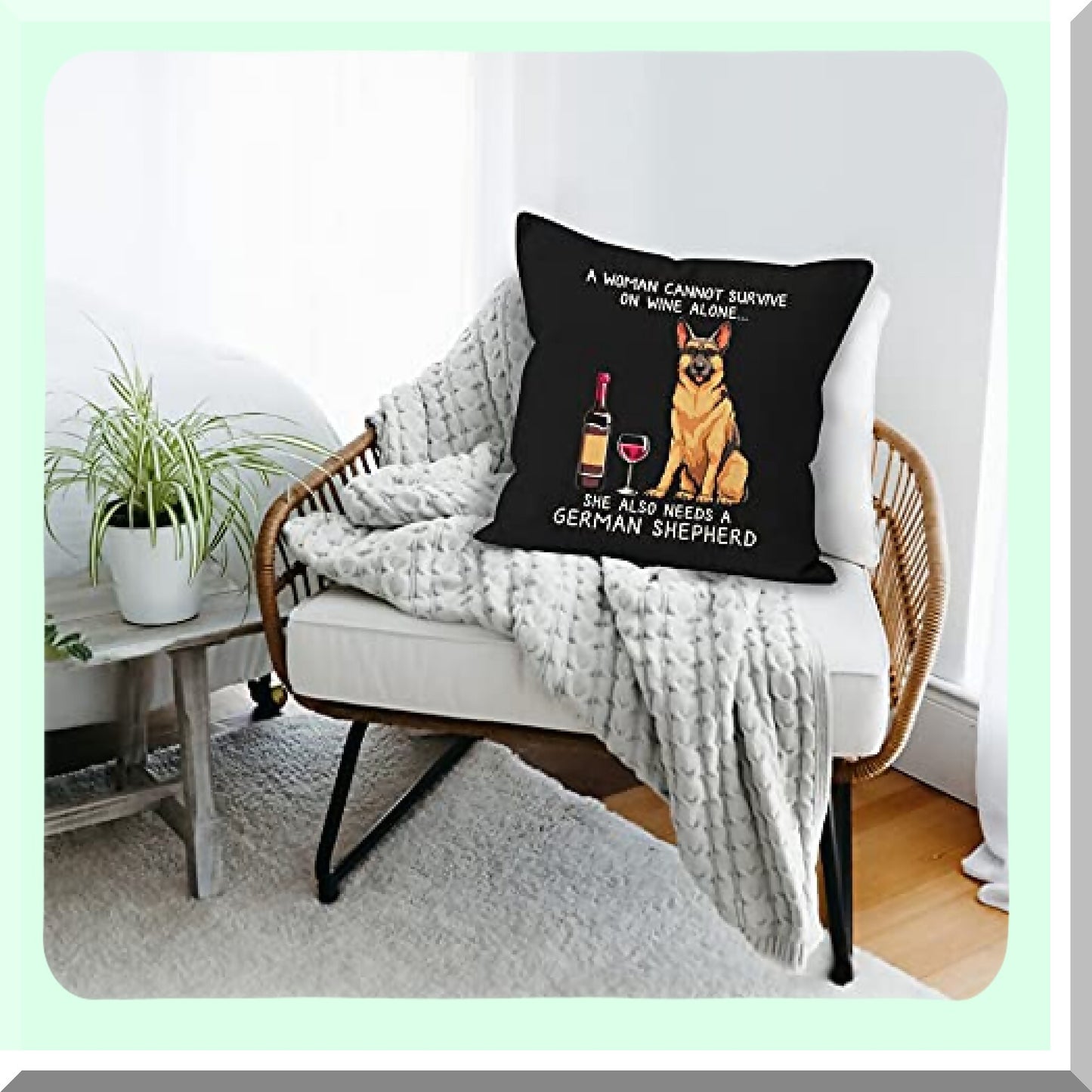 German Shepherd Dog Linen Pillow Cover - Funny Dog Mom Lover Gifts for Home Decor - 18 x 18 Inch Sofa Throw Pillow Case