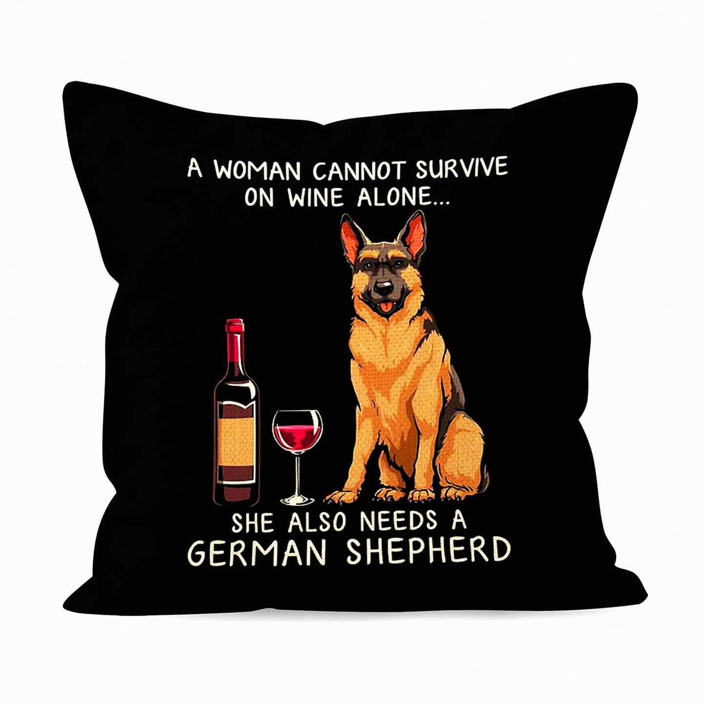 German Shepherd Dog Linen Pillow Cover - Funny Dog Mom Lover Gifts for Home Decor - 18 x 18 Inch Sofa Throw Pillow Case