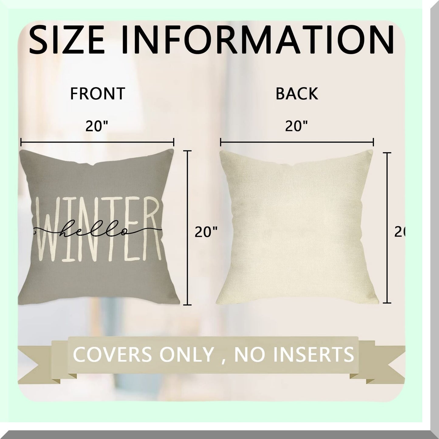 Winter Wonderland Pillow Cover Set - Pine Cone & Snowflake Decorative Cushion Case Collection for Sofa Couch - Let It Snow Tree & Berry Design - 20 x 20 - Pack of 4