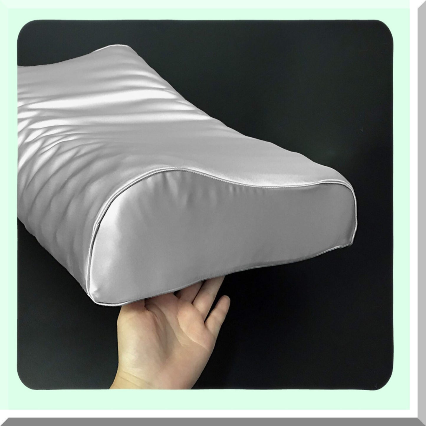 SilkWave Memory Foam Pillowcase - Mulberry Silk Cover for Neck Pillow, Cervical Pillow, Contour Pillow - Smooth Grey Silk Case 21 x 14.5 inch