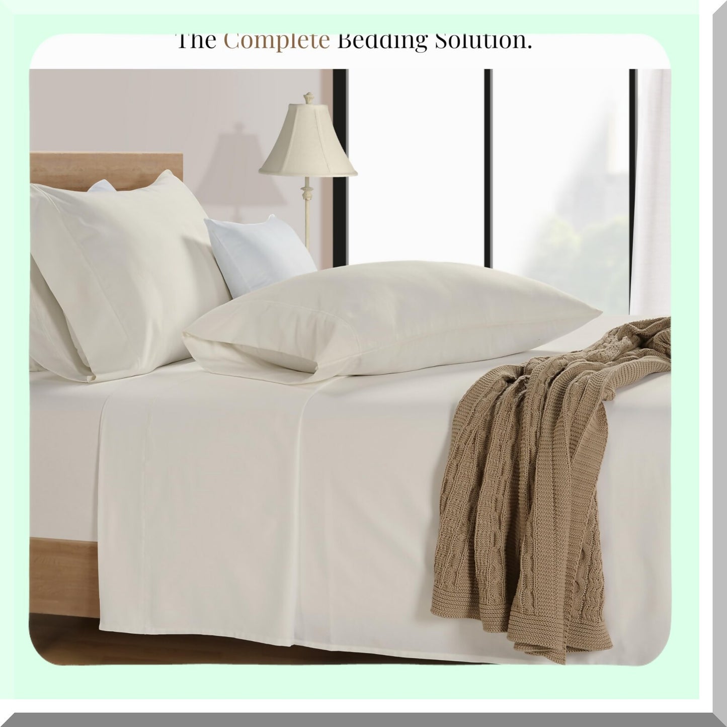 Luxury Split Bed Cotton Sheet Set - 5 Piece 600 TC Bedding with Deep Pockets & Pillowcases - Ultra Soft Ivory Hotel Sheets for Adjustable Beds