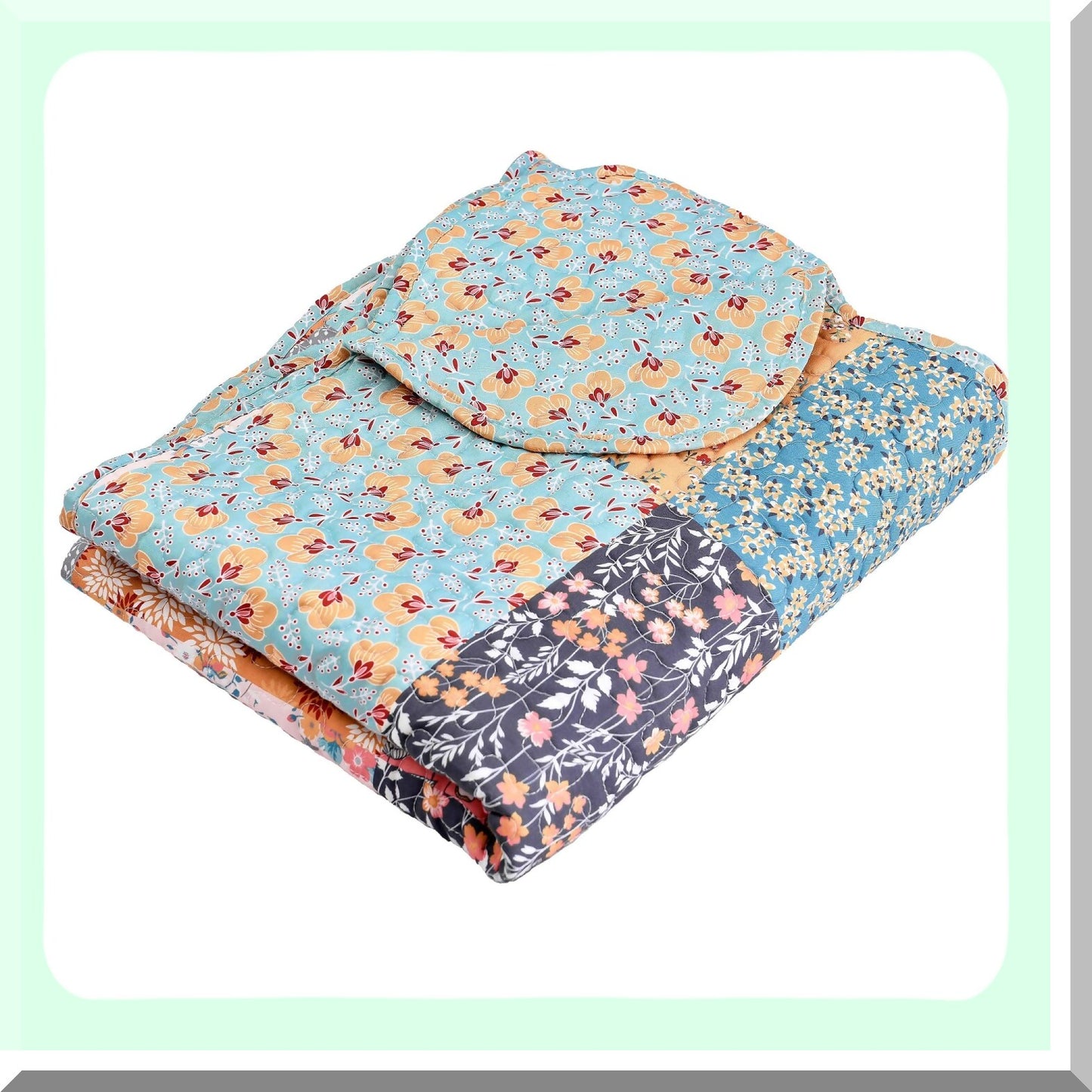 Calico Comfort Reversible Quilted Throw Blanket, 50x60-inch, Multicolor