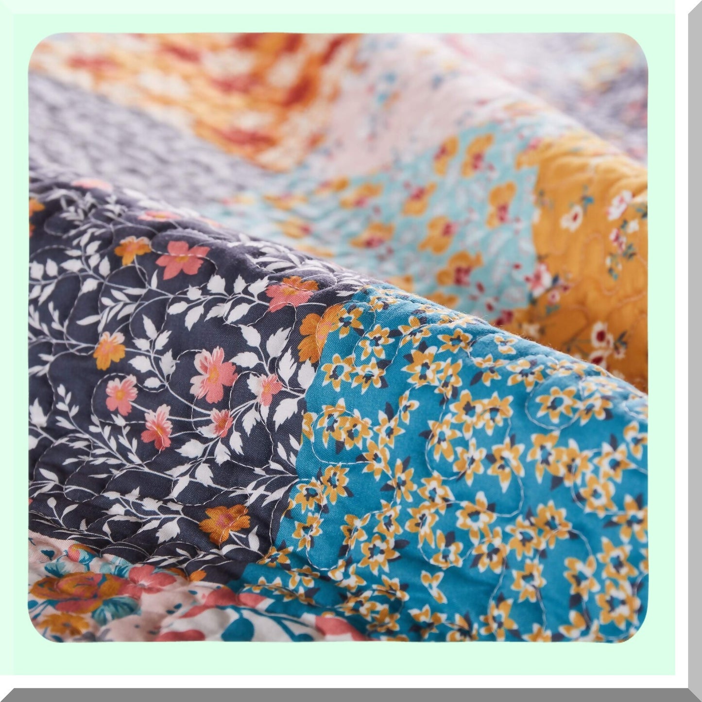 Calico Comfort Reversible Quilted Throw Blanket, 50x60-inch, Multicolor