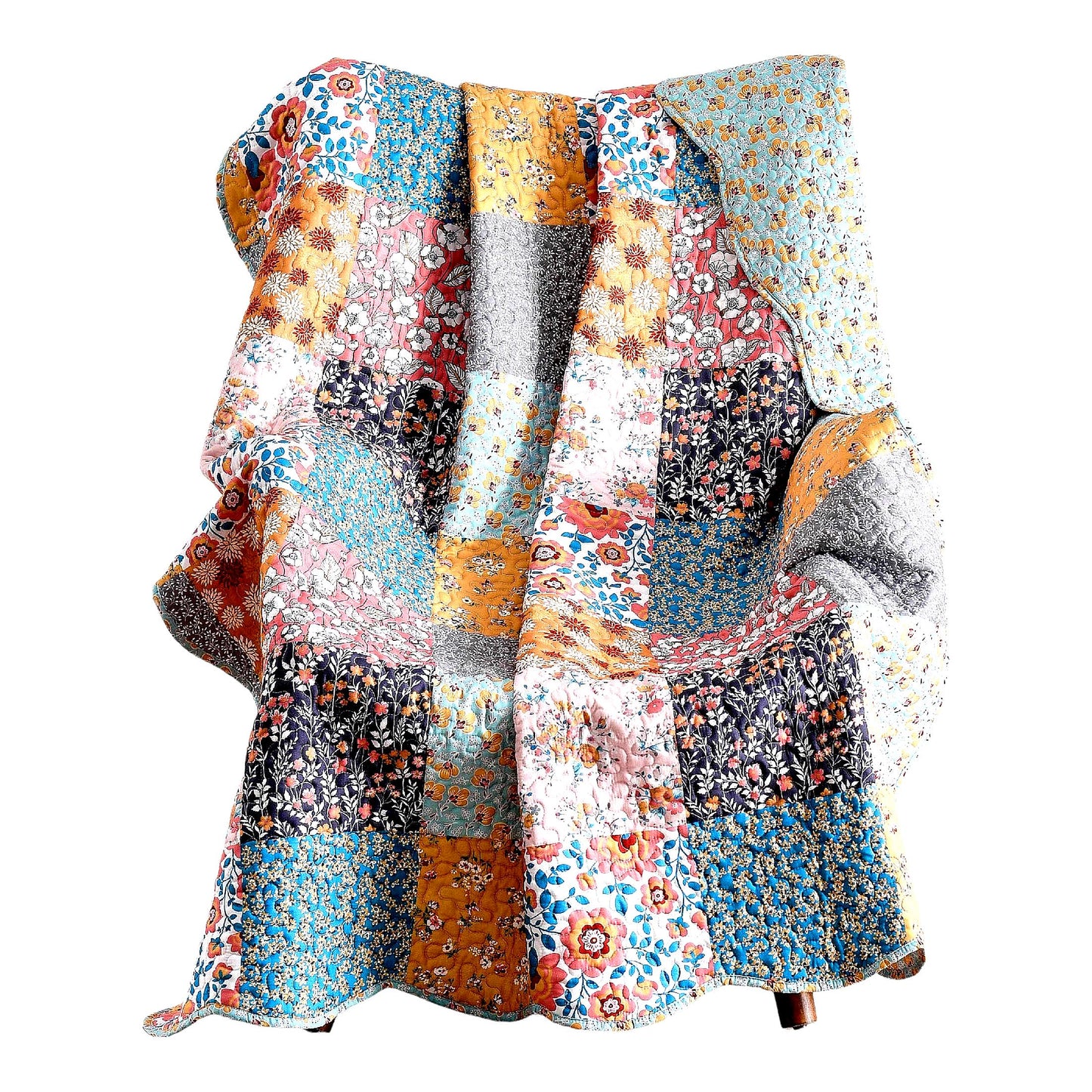 Calico Comfort Reversible Quilted Throw Blanket, 50x60-inch, Multicolor