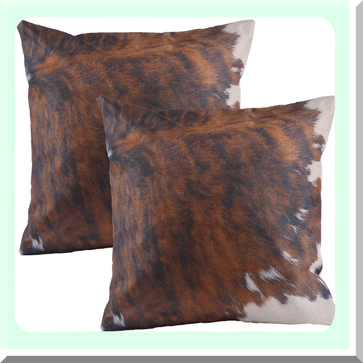 Luxury Cowhide Print Pillowcase Set - Tri Color Brown Cow Print Throw Pillow Cover - Decorative Cotton Linen Cushion Case for Sofa & Bedroom Home Decor - 18 x 18 Inch Set of 2
