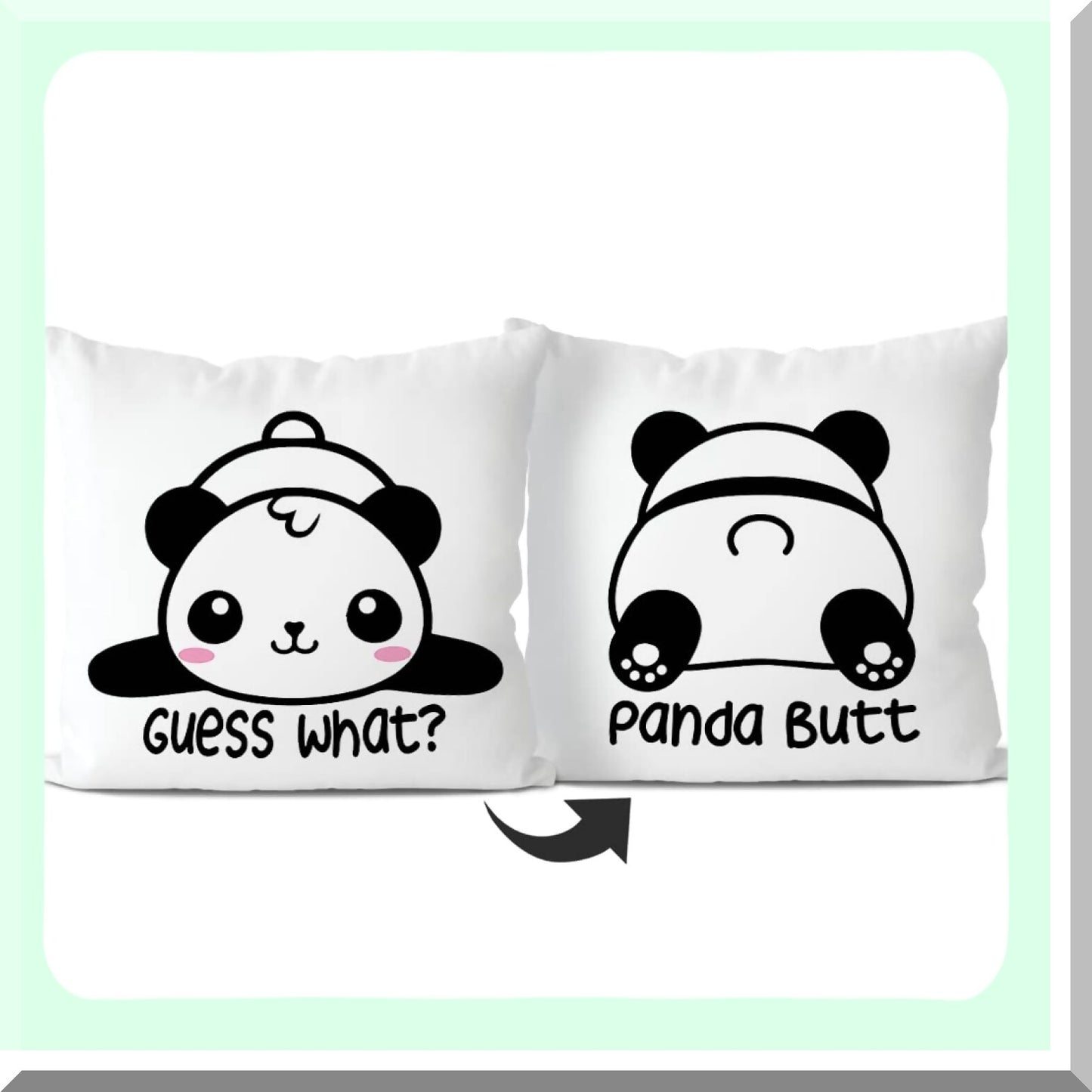Panda Playful Reversible Throw Pillow - Funny Quotes Decor for Bedroom, Living Room, Kids Room - Cute Panda Butt Design - 18x18 Inch Pillowcase - Ideal Gift for Panda Lovers, Students, Girls