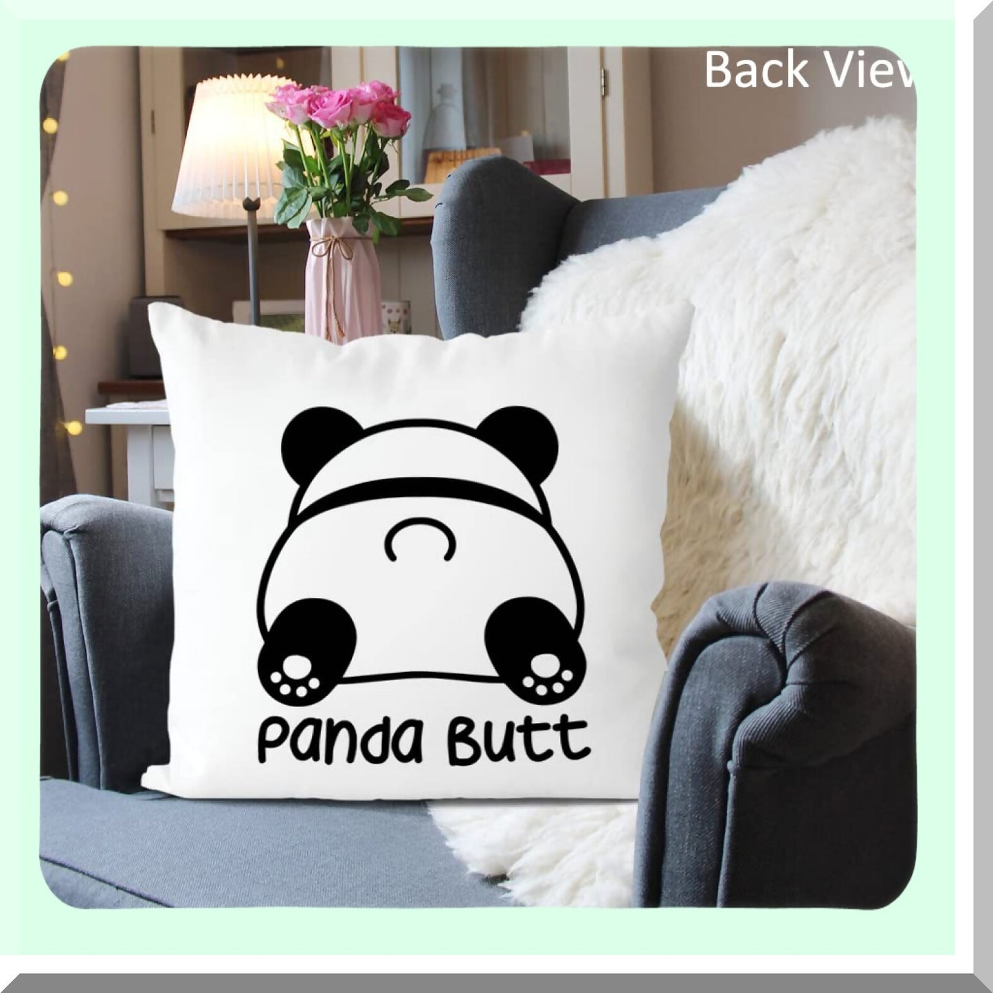 Panda Playful Reversible Throw Pillow - Funny Quotes Decor for Bedroom, Living Room, Kids Room - Cute Panda Butt Design - 18x18 Inch Pillowcase - Ideal Gift for Panda Lovers, Students, Girls