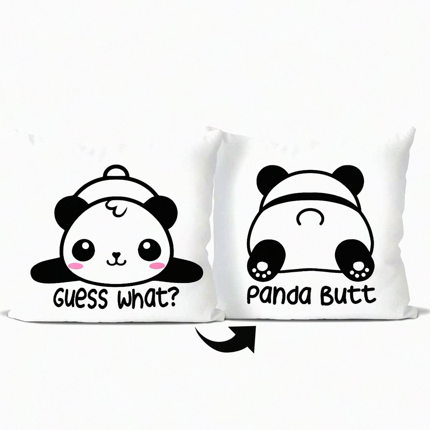 Panda Playful Reversible Throw Pillow - Funny Quotes Decor for Bedroom, Living Room, Kids Room - Cute Panda Butt Design - 18x18 Inch Pillowcase - Ideal Gift for Panda Lovers, Students, Girls