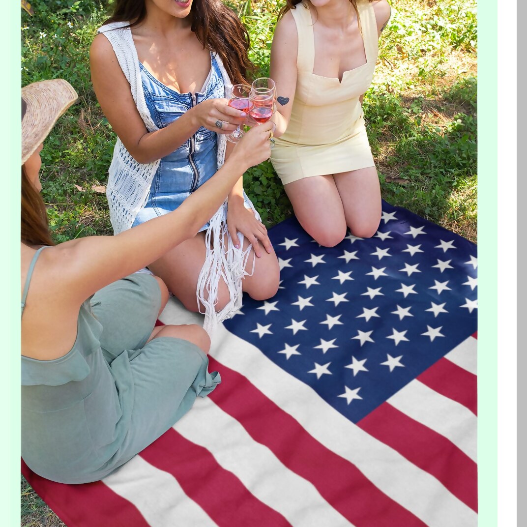 Patriotic Stars & Stripes Plush Fleece Throw - Soft USA Flag Blanket 50" x 60"