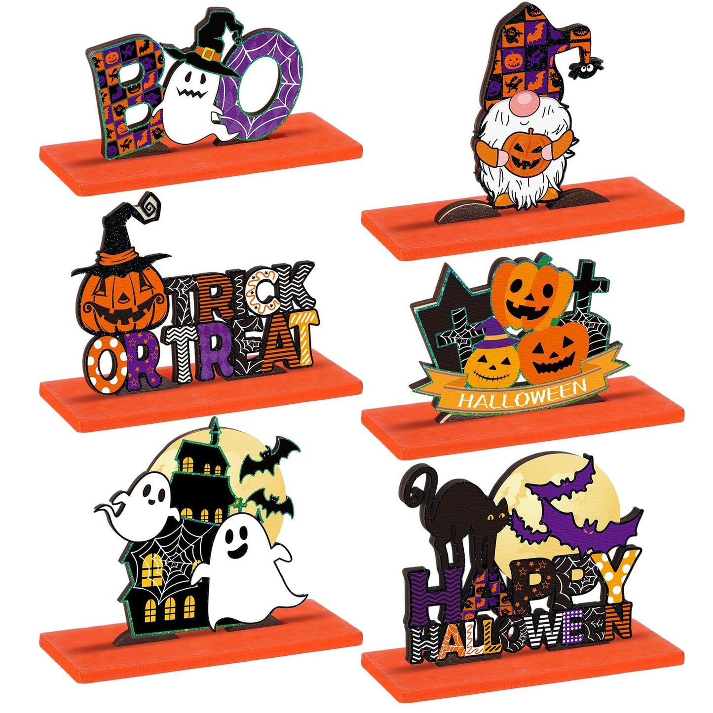 Happy Ghost Pumpkin Tabletop Signs