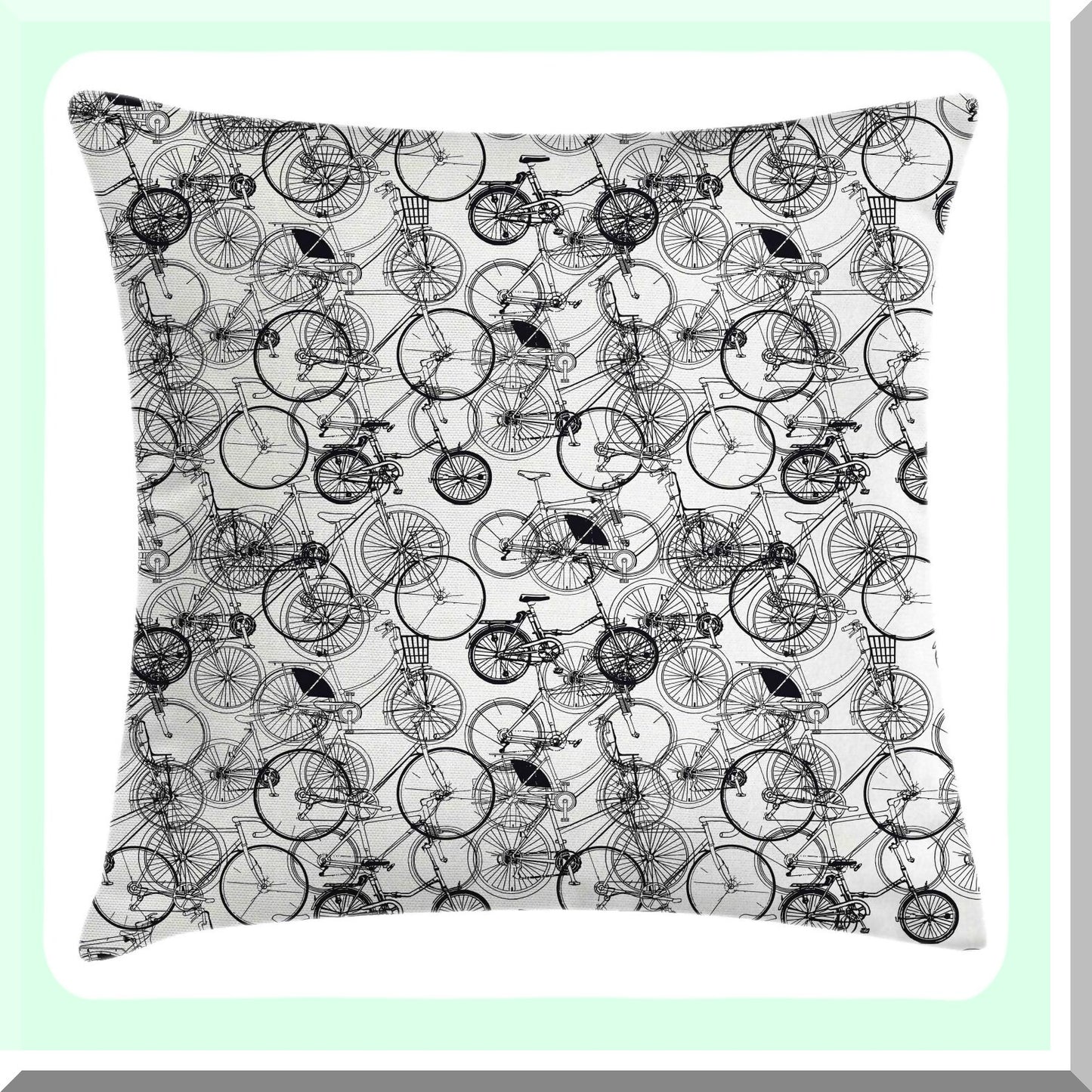 Retro Bike Sketch Throw Pillow - Vintage Bicycle Hand Drawn Art Decorative Cushion Cover - Abstract Rainbow Square Accent Case 18" X 18"