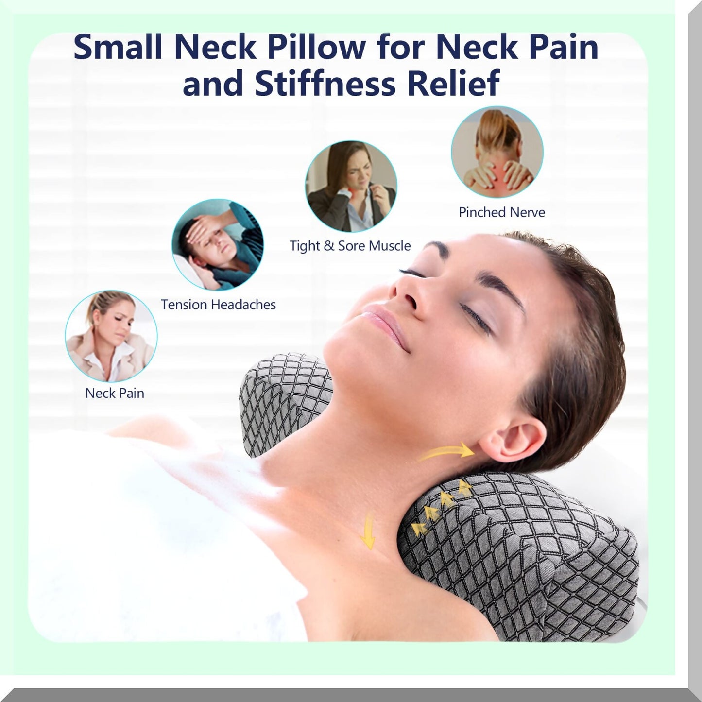 Heated Graphene Neck Pillow - USB Memory Foam Cervical Support with Magnetic Therapy for Pain Relief & Sleep Comfort - Grey Bolster Bed Pillow