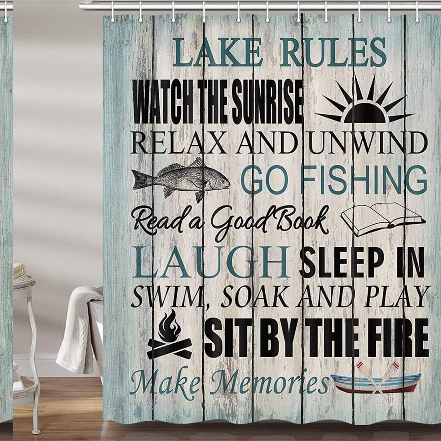 Lake Life RV Shower Curtain 69x72 Inches