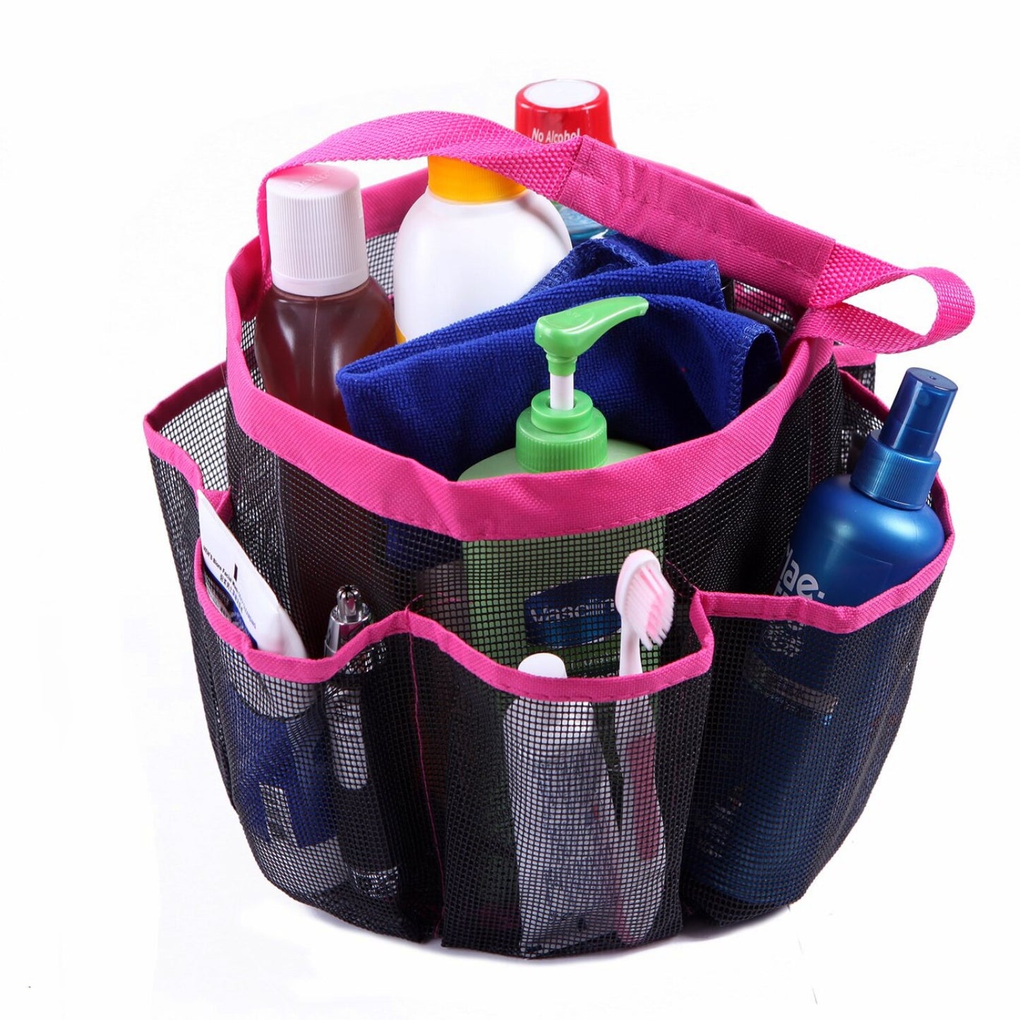 Pink Mesh Shower Caddy with 7 Pockets