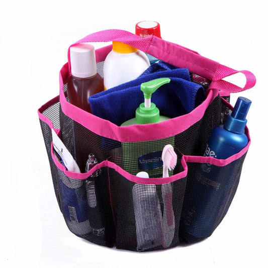 Pink Mesh Shower Caddy with 7 Pockets
